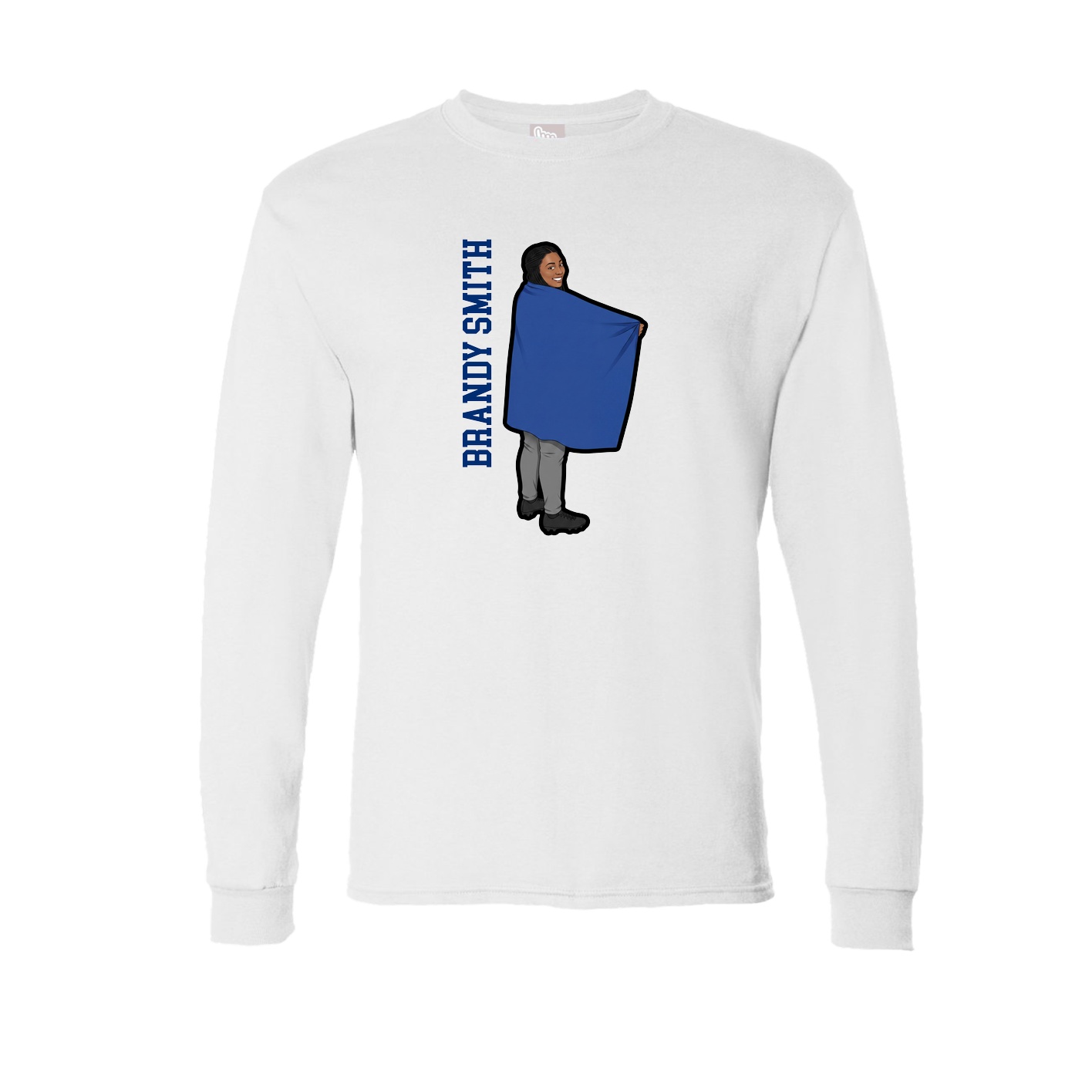 Long Sleeve Tee — Name Vertical in White