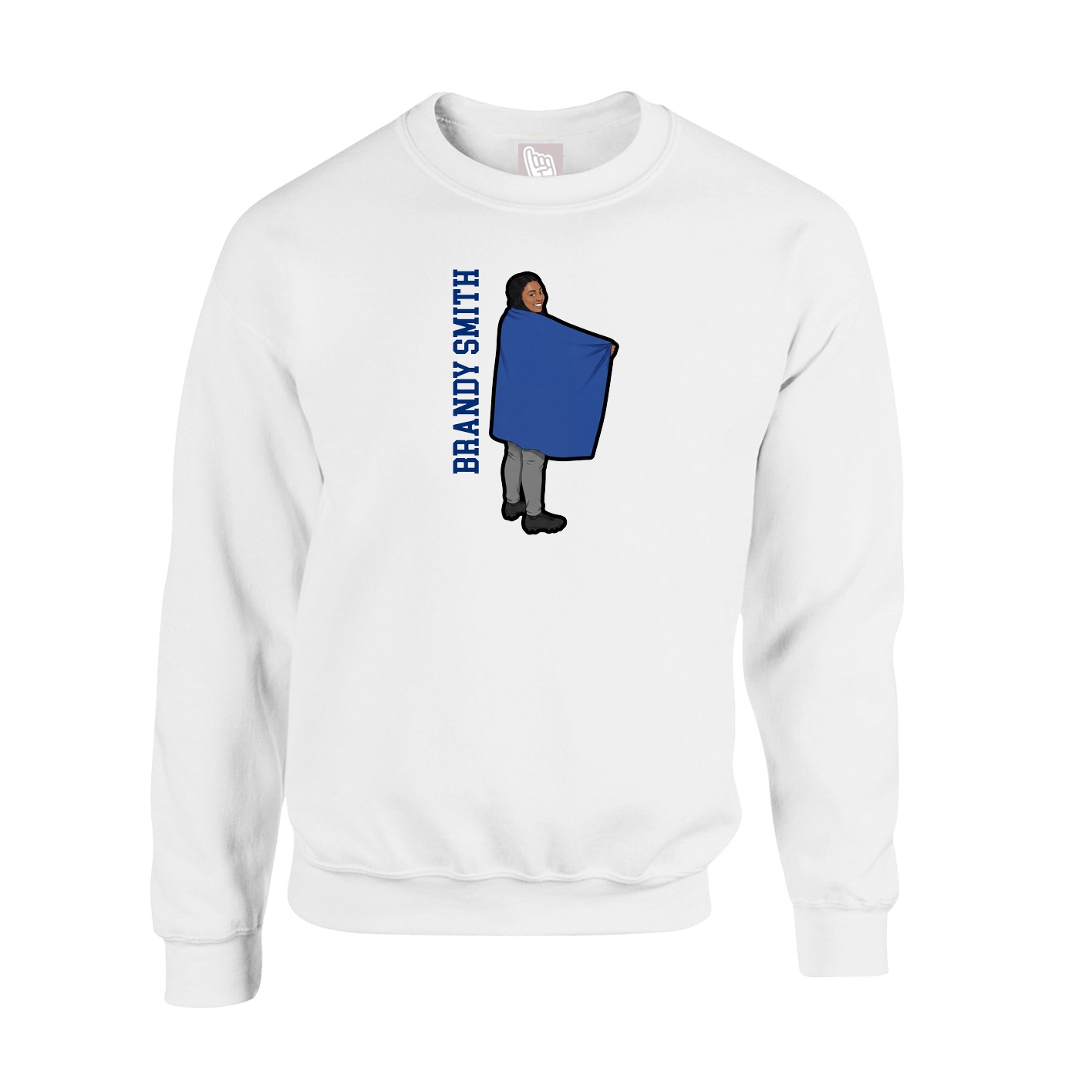 Fleece Crew — Name Vertical in White