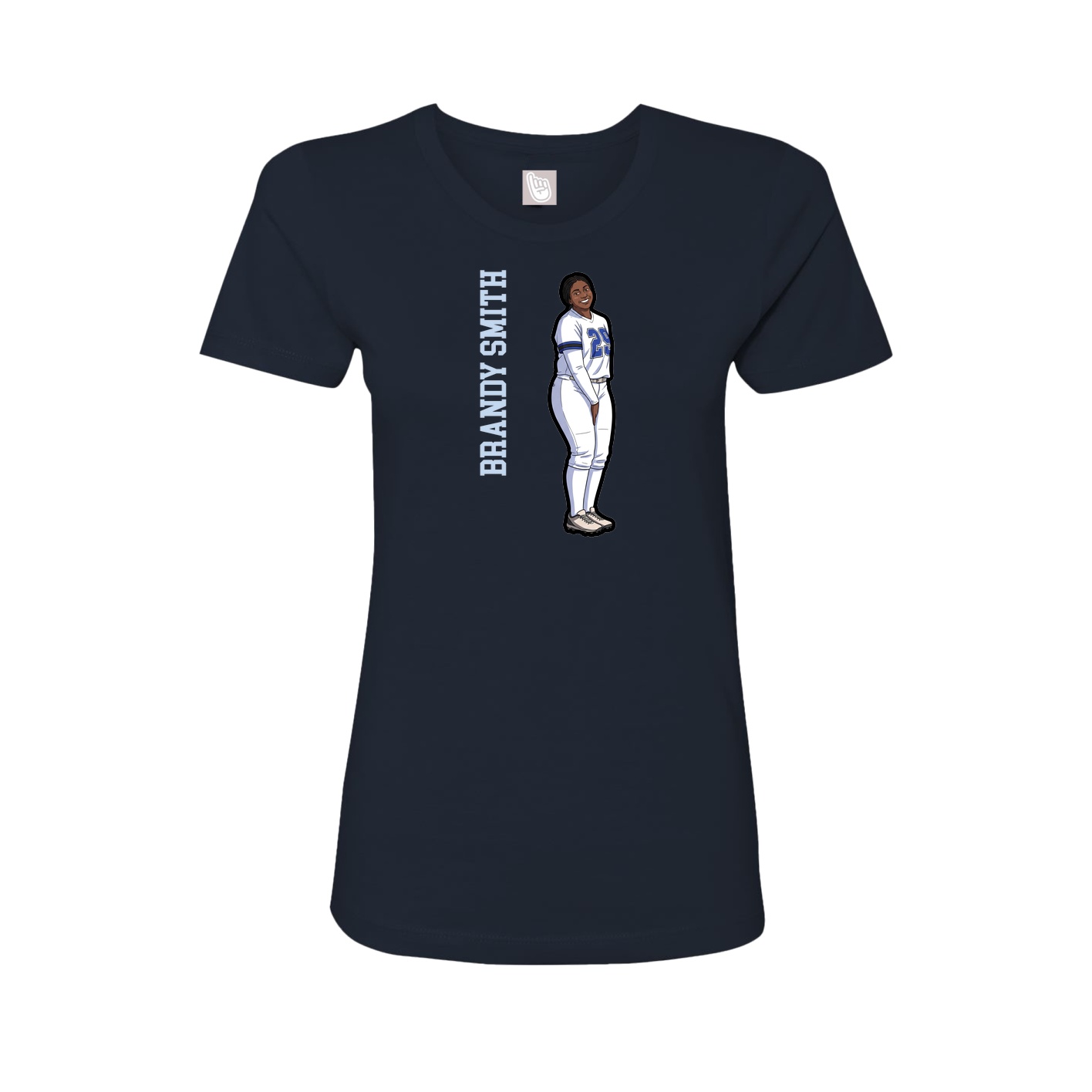 Womens Tee — Name Vertical in Navy