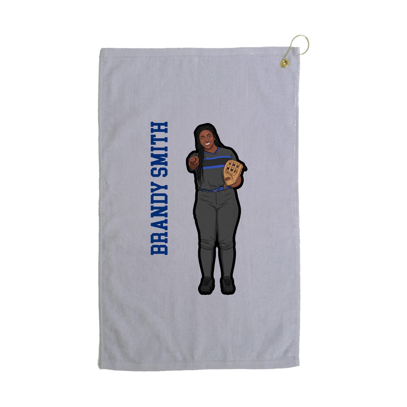 Golf Towel — Name Vertical in Grey