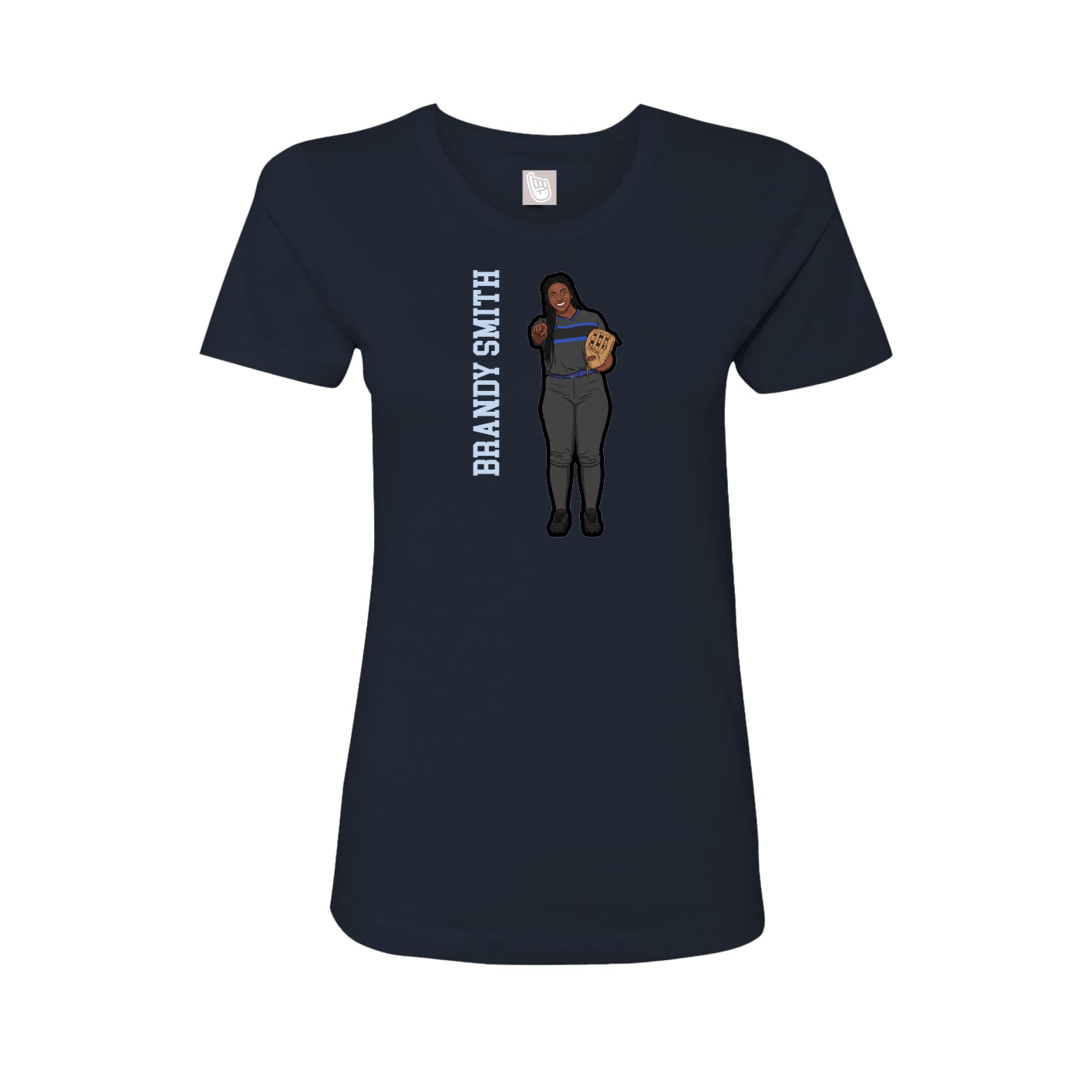 Womens Tee — Name Vertical in Navy