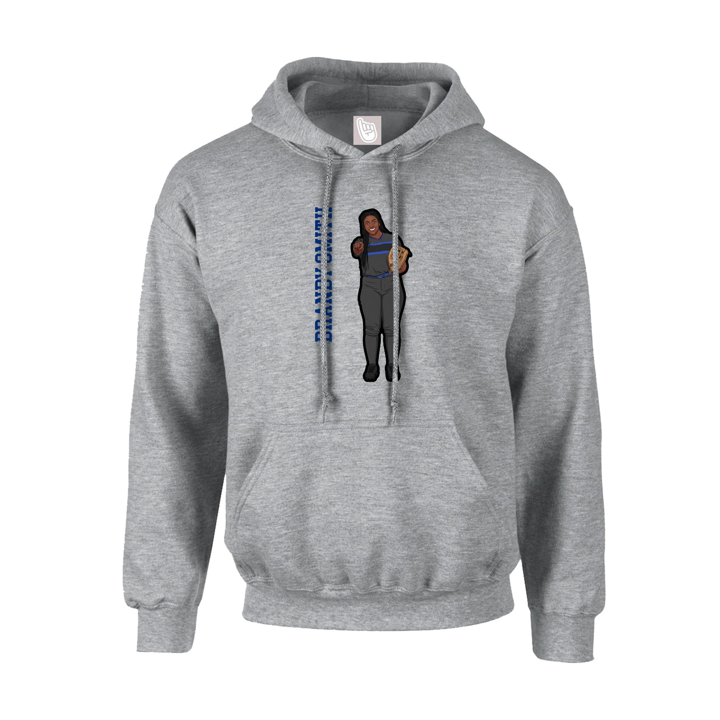Hoodie — Name Vertical in Grey