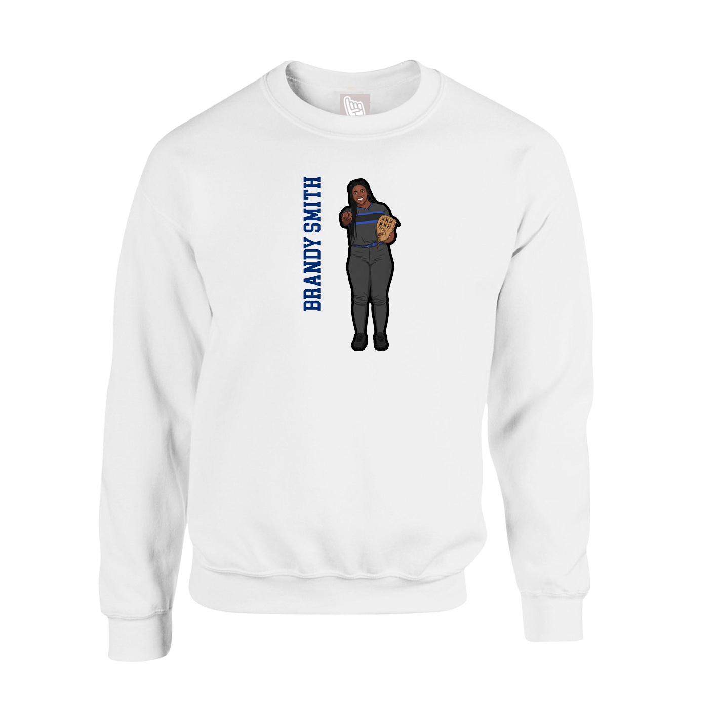 Fleece Crew — Name Vertical in White