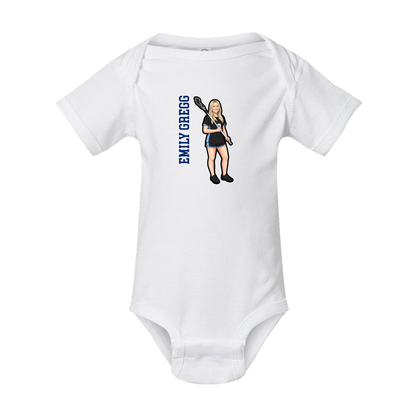 Baby Onesie — Name Vertical in White