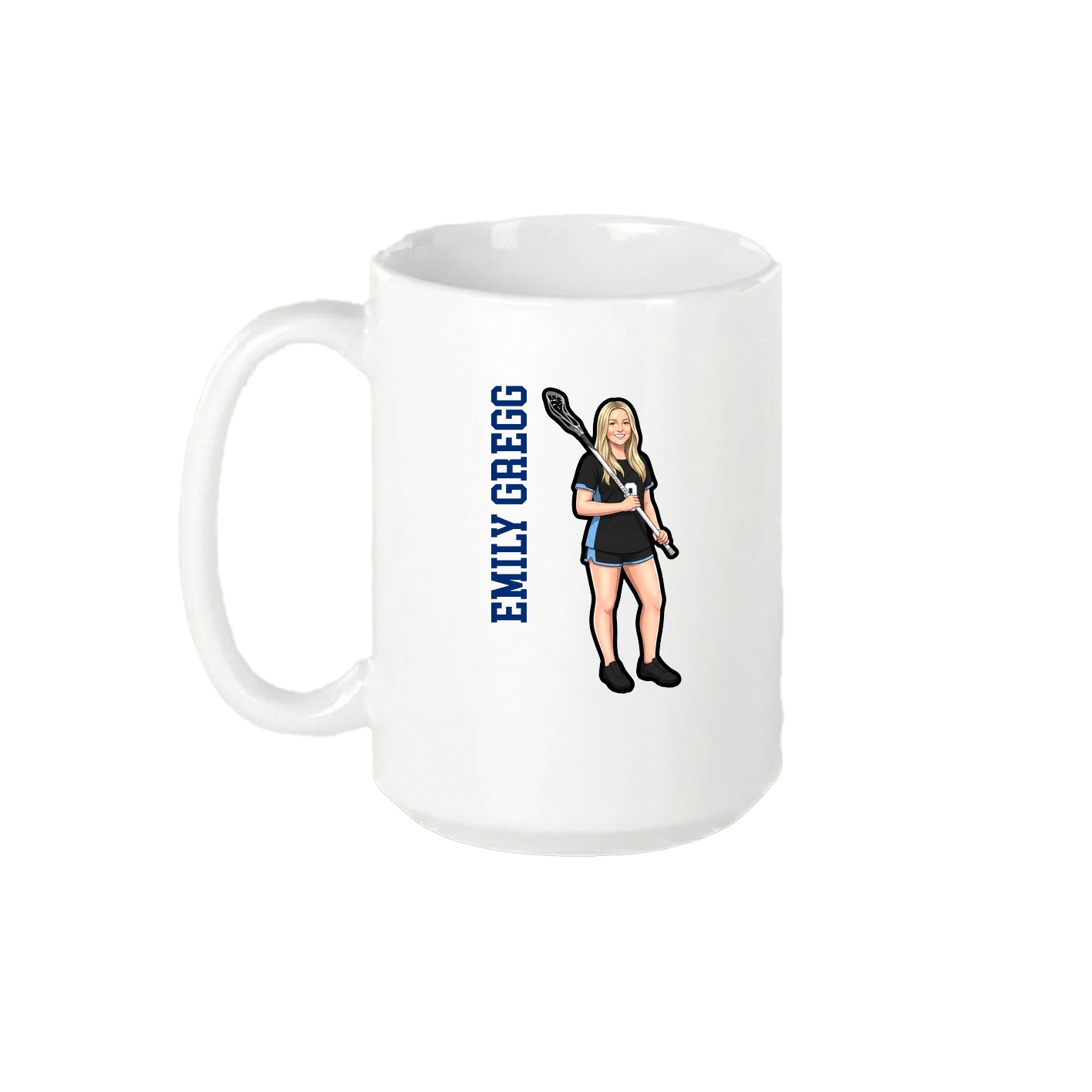 15oz Coffee Mug — Name Vertical in White