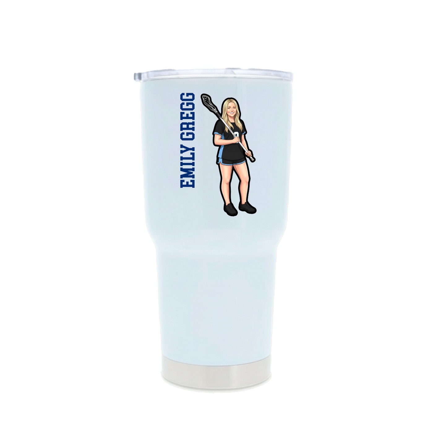 30oz Stainless Steel Tumbler — Name Vertical in White