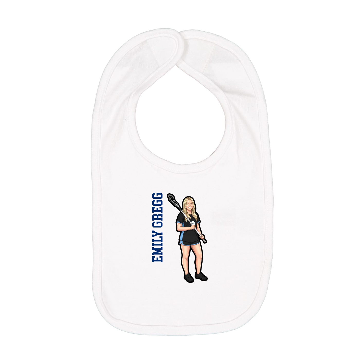 Infant Bib — Name Vertical in White