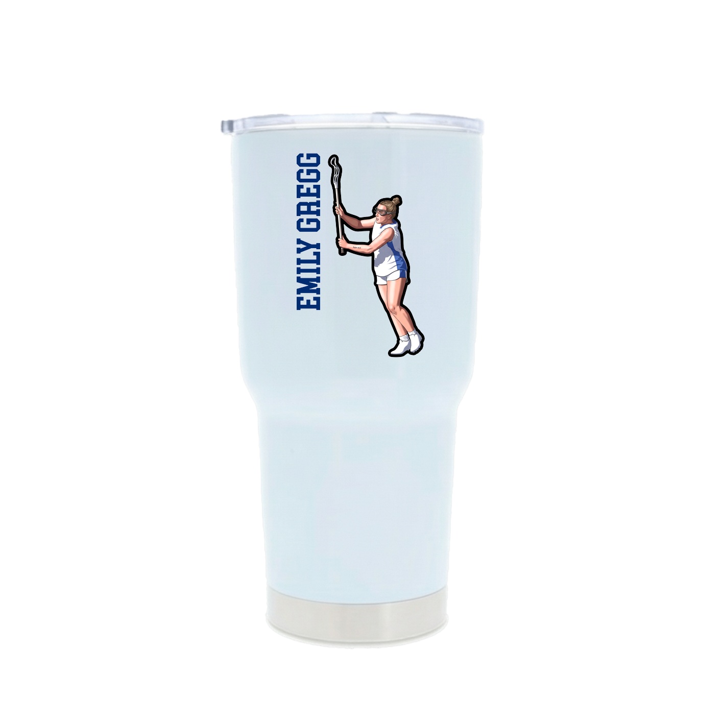 30oz Stainless Steel Tumbler — Name Vertical in White