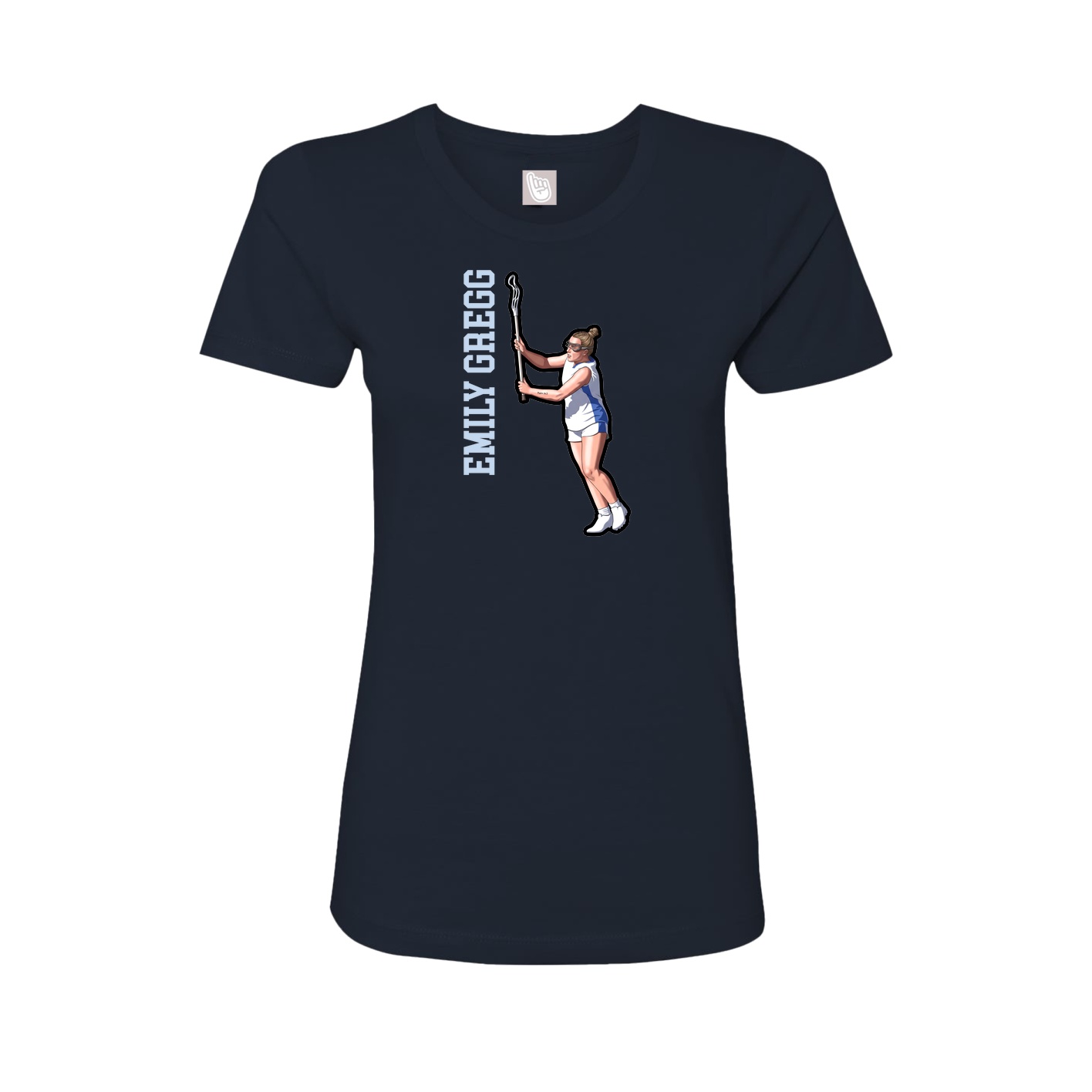Fitted Women's Tee — Name Vertical in Navy