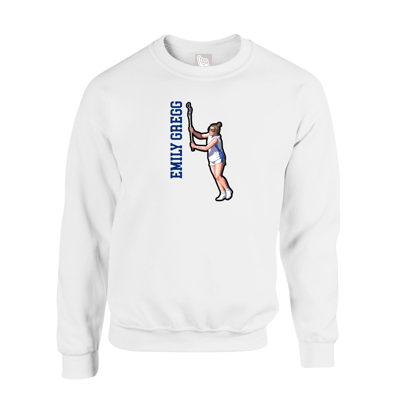 Fleece Crew — Name Vertical in White