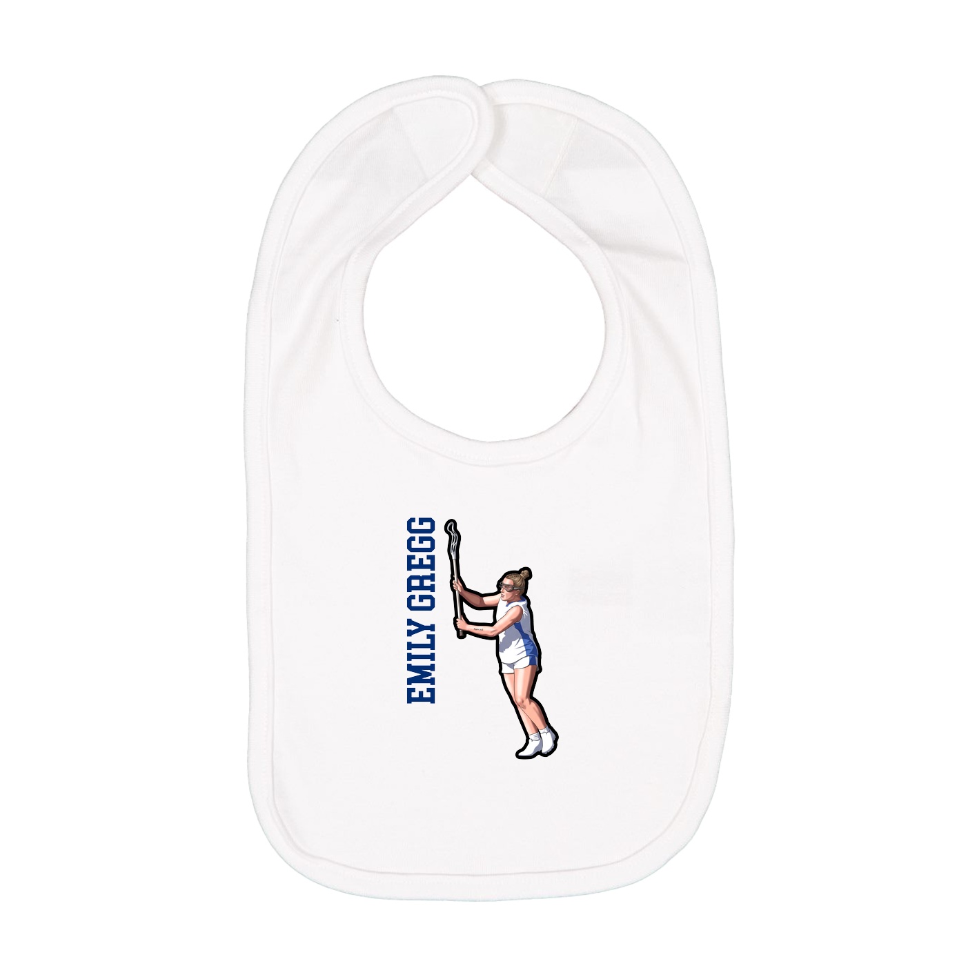 Infant Bib — Name Vertical in White