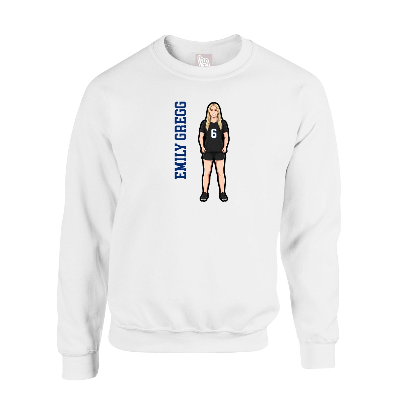 Fleece Crew — Name Vertical in White
