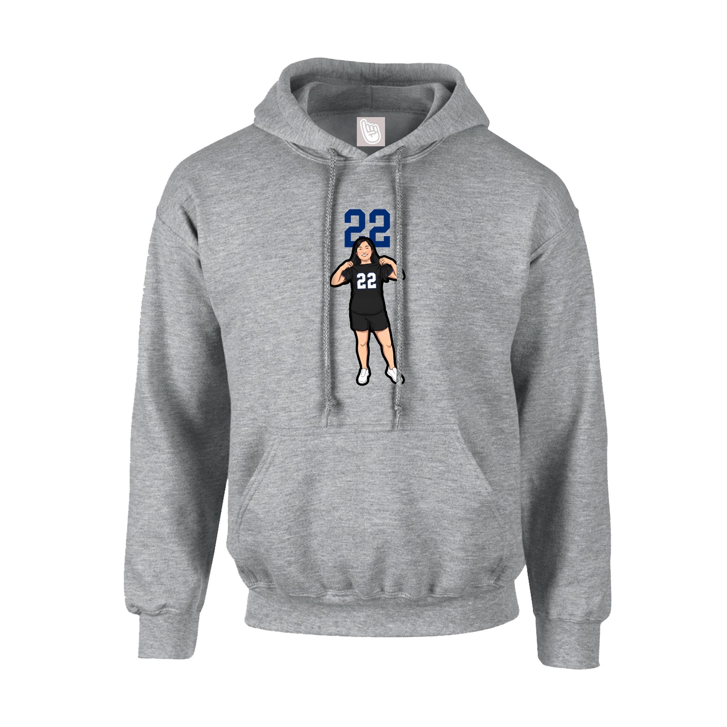 Hoodie — Number Top in Grey