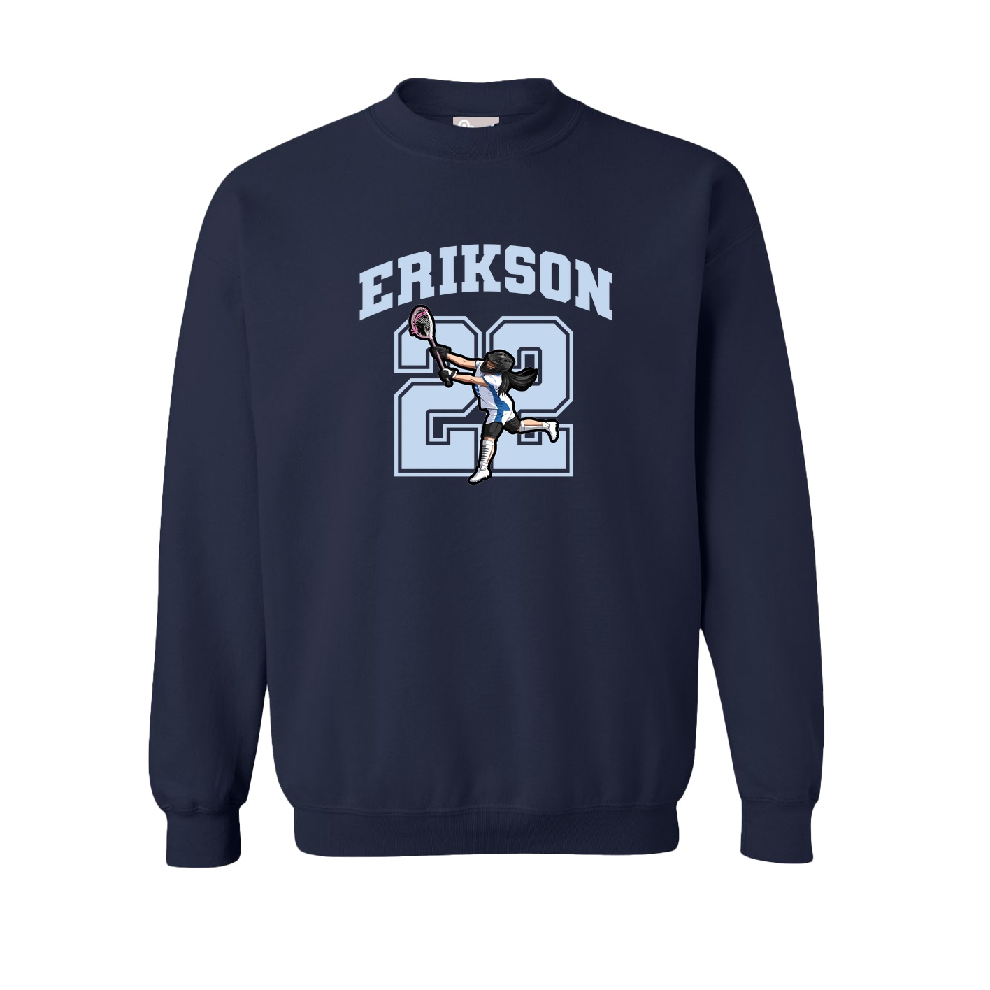 Fleece Crew — Number in Navy
