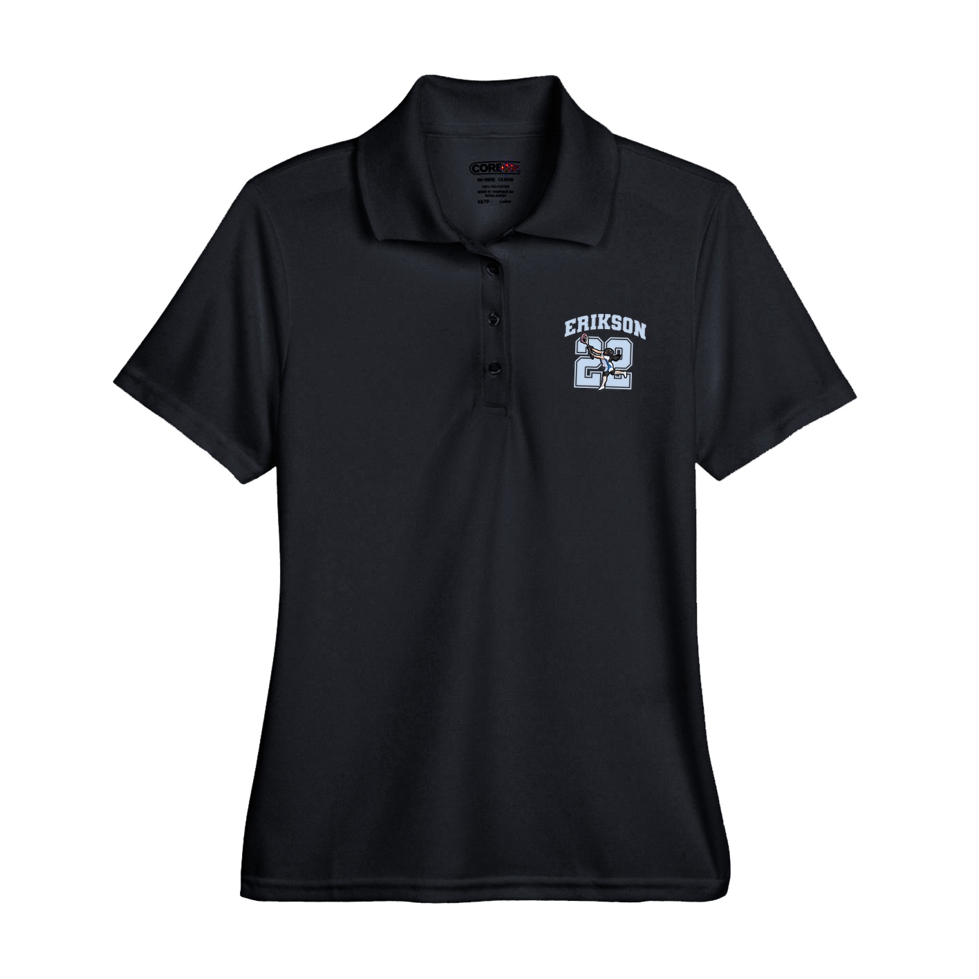 Womens Performance Polo — Number in Black