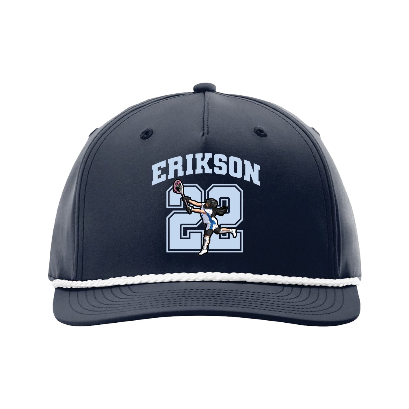 Five-Panel Classic Rope Cap — Number in Navy