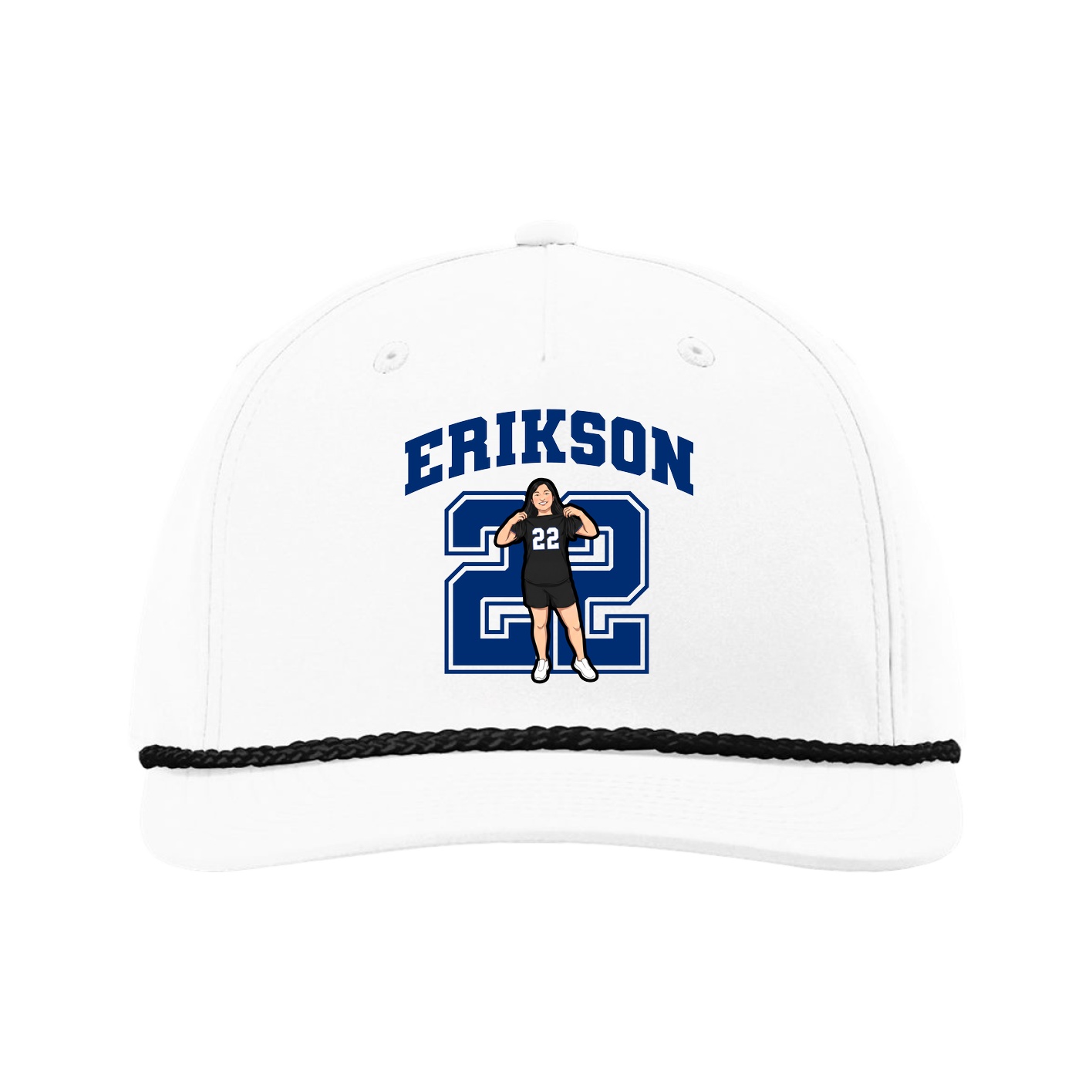 Five-Panel Classic Rope Cap — Number in White