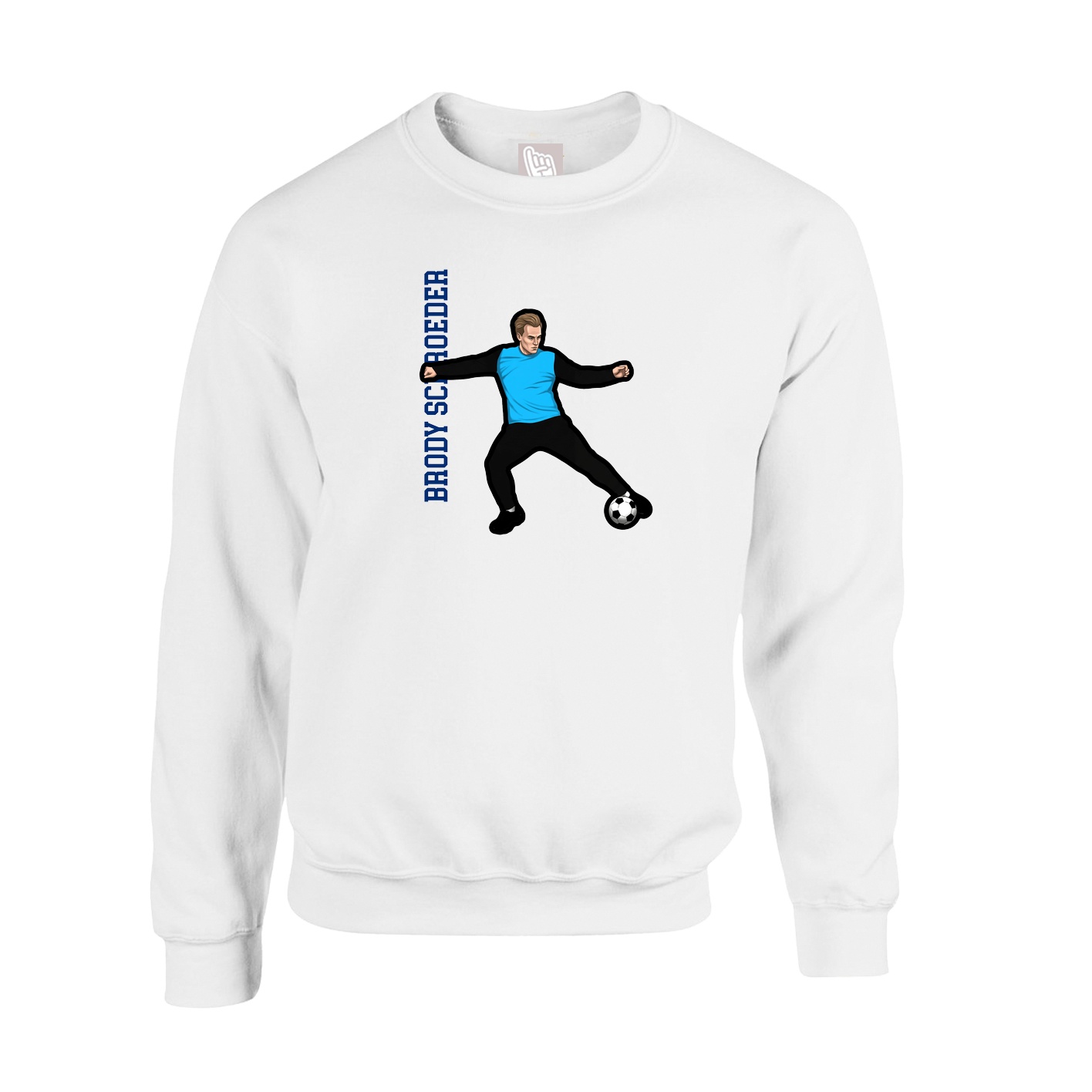 Fleece Crew — Name Vertical in White