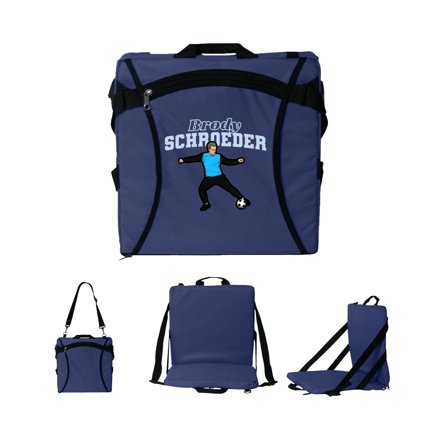 Folding Stadium Seat — Name Arch in Navy