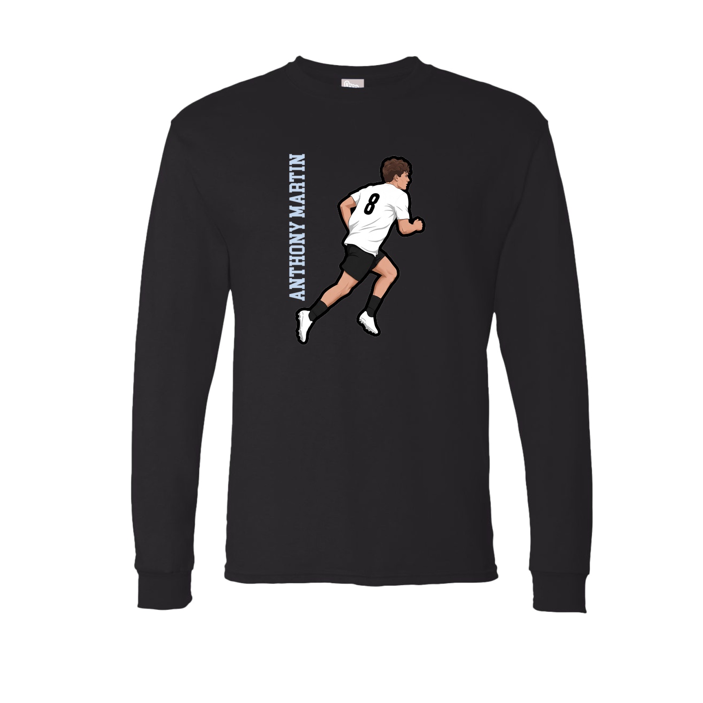 Long Sleeve Tee — Name Vertical in Black
