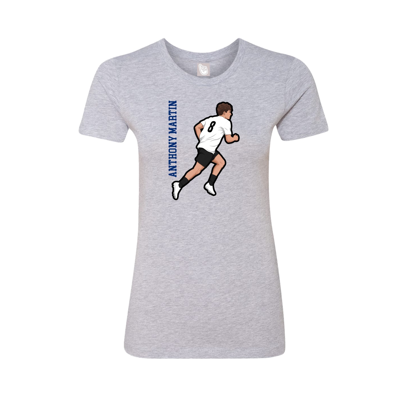 Fitted Women's Tee — Name Vertical in Grey