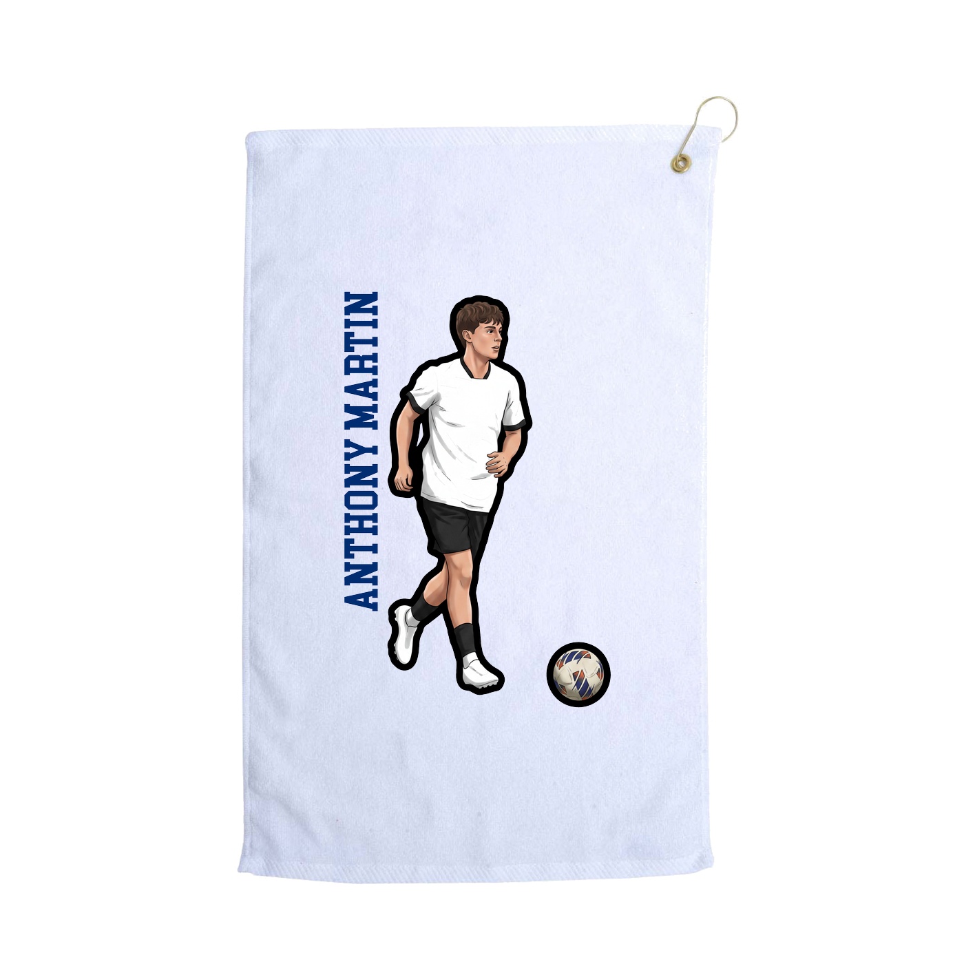 Golf Towel — Name Vertical in White