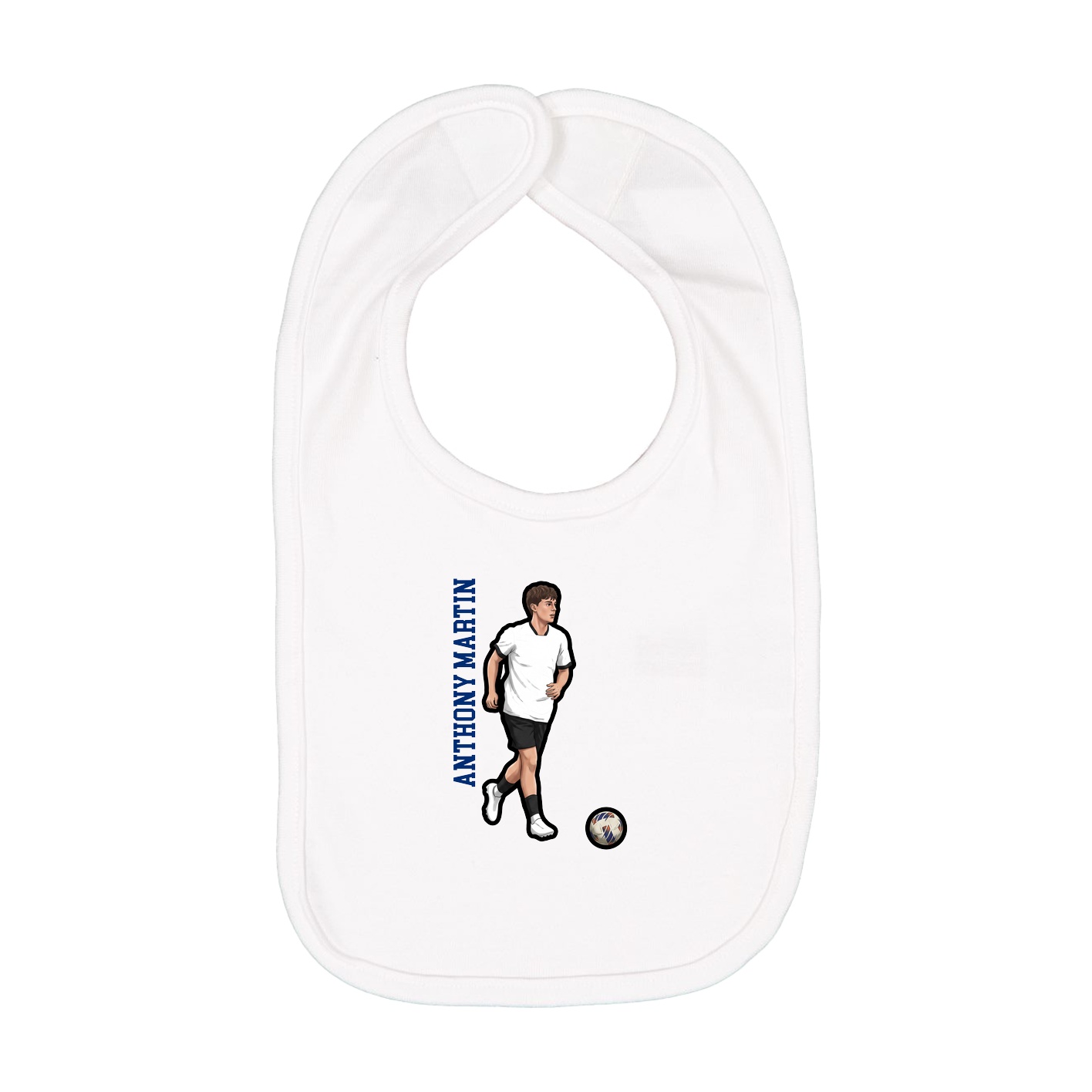 Infant Bib — Name Vertical in White