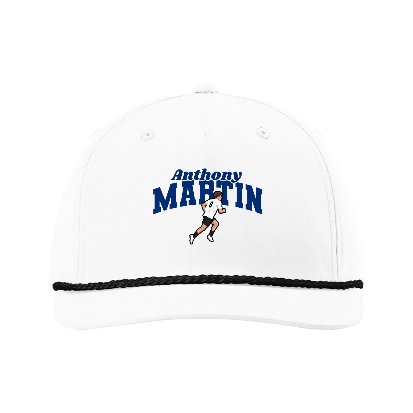 Five-Panel Classic Rope Cap — Signature Arch in White