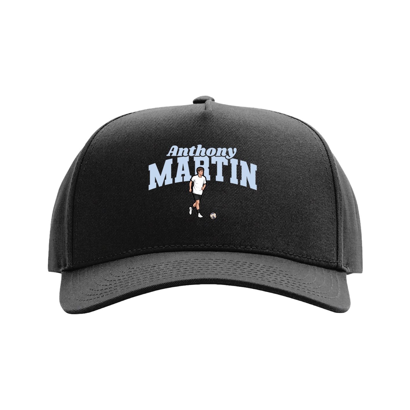 Full Fabric Five-Panel Champ Cap — Signature Arch in Black