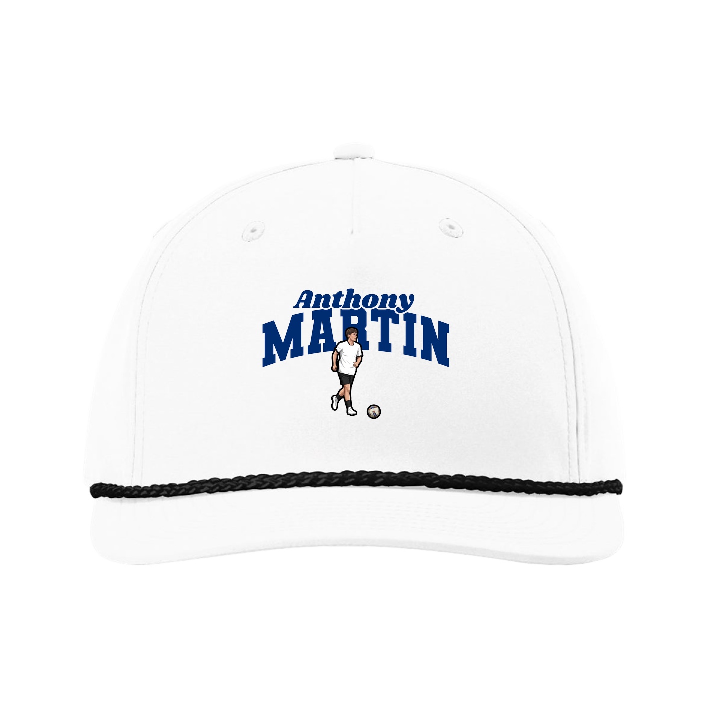 Five-Panel Classic Rope Cap — Signature Arch in White