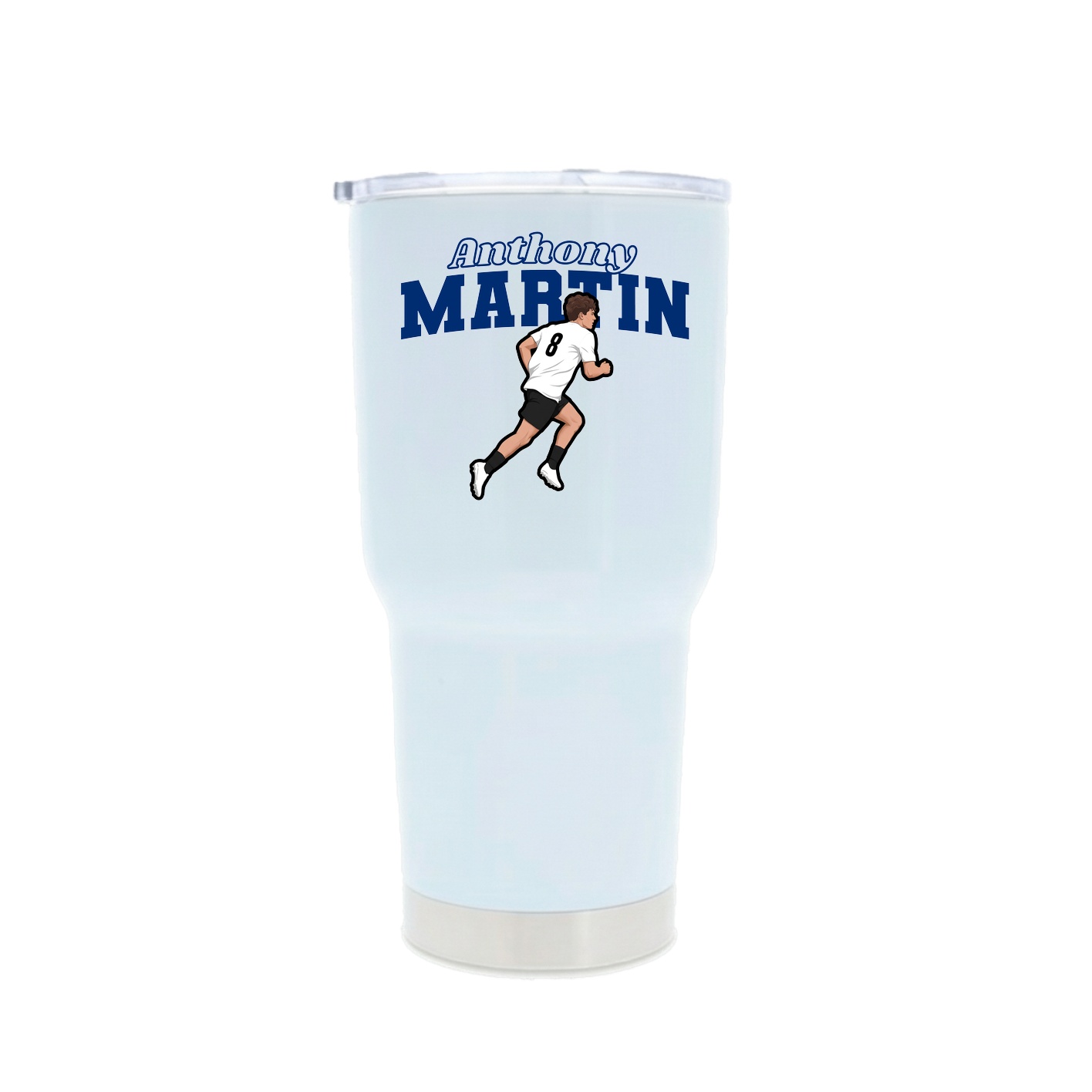 30oz Stainless Steel Tumbler — Name Arch in White