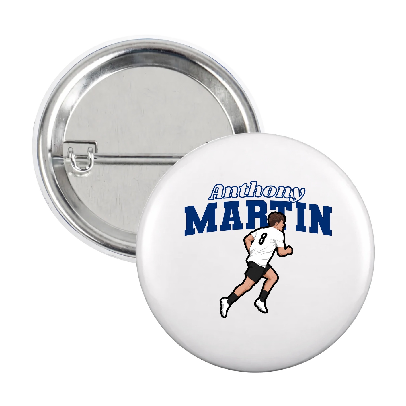 Game Day Button — Name Arch in White