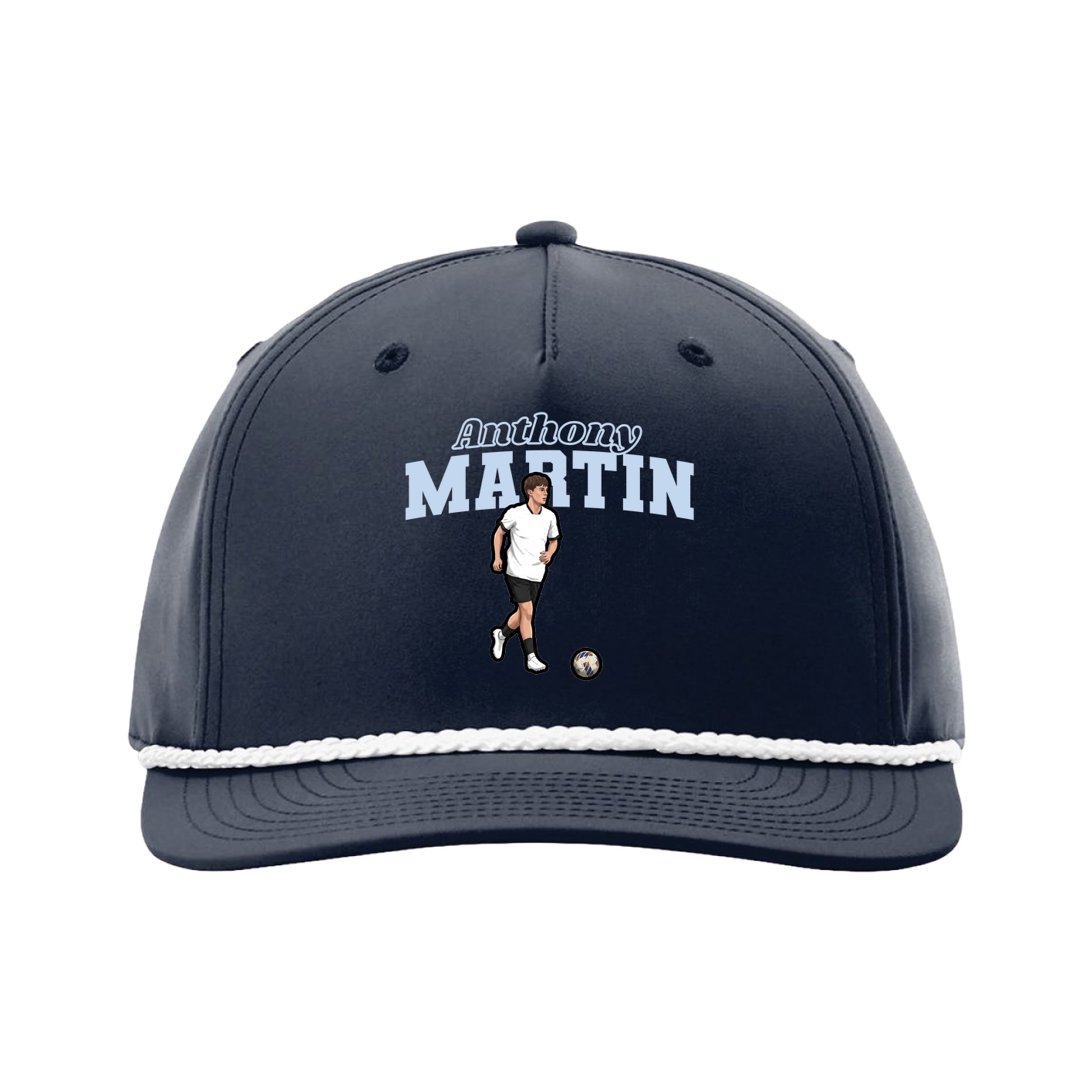 Five-Panel Classic Rope Cap — Name Arch in Navy