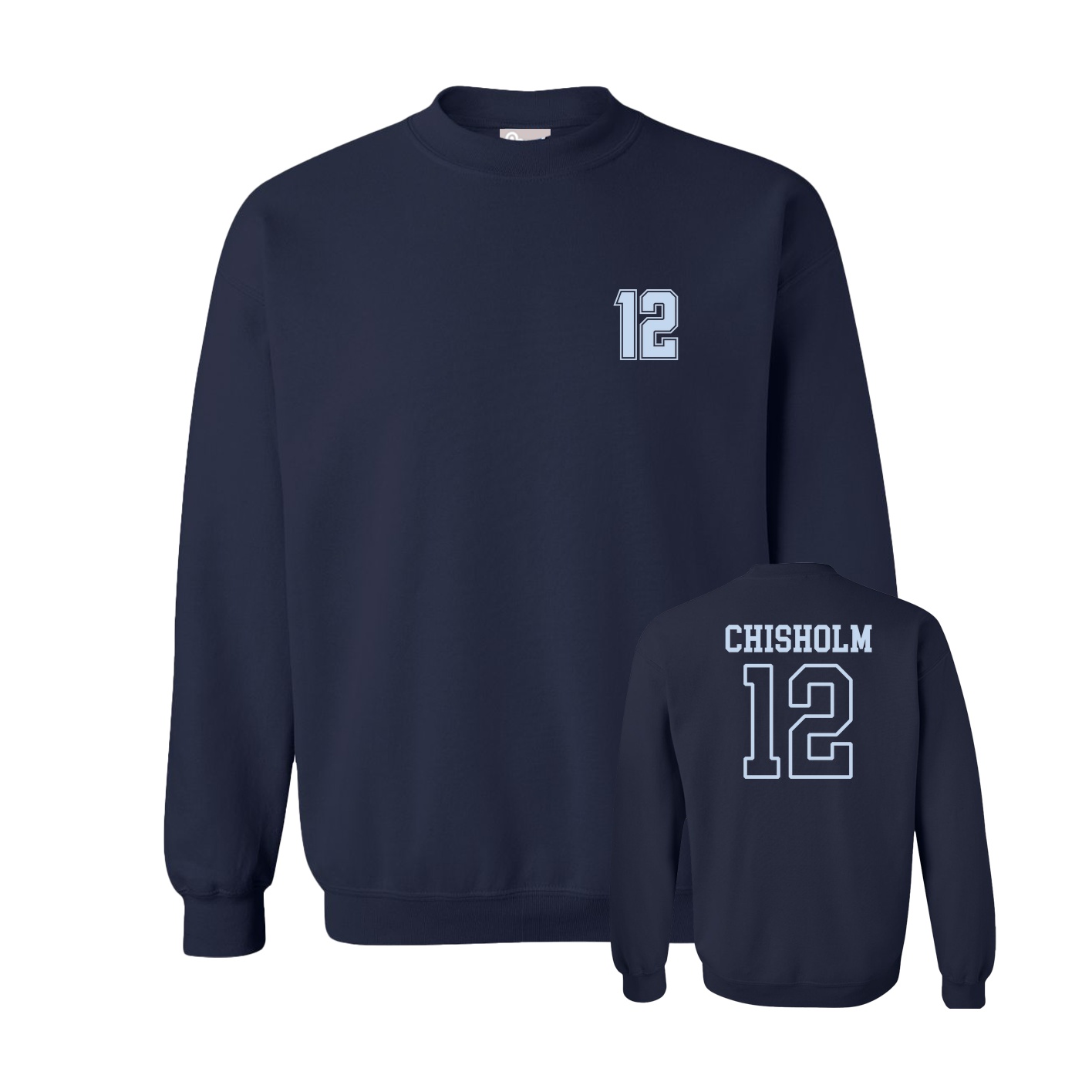Fleece Crew — Chest Back in Navy
