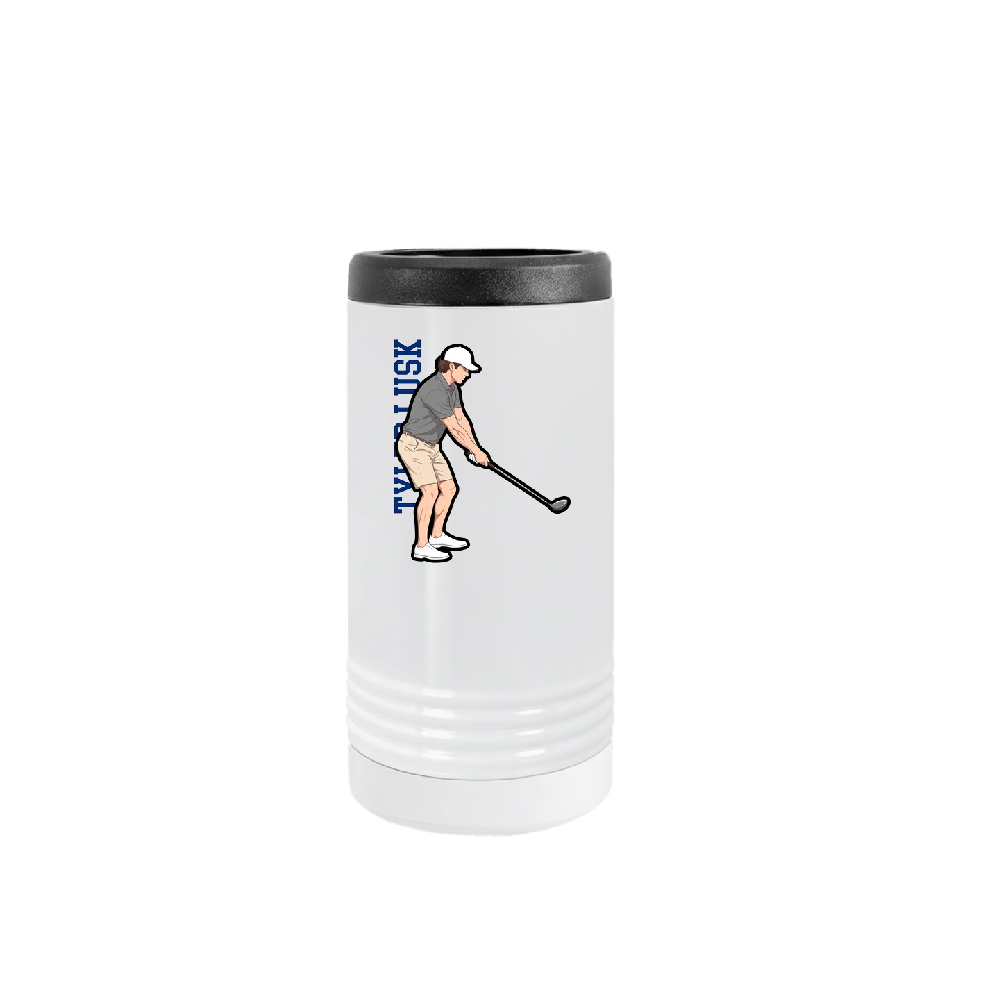 Slim Beverage Holder — Name Vertical in White