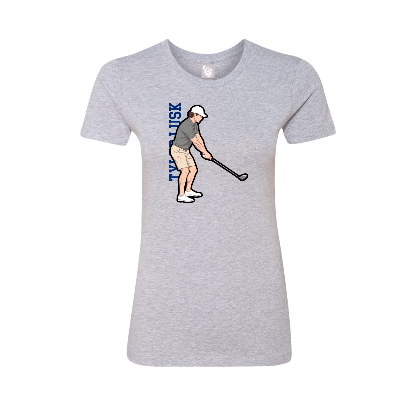 Fitted Women's Tee — Name Vertical in Grey