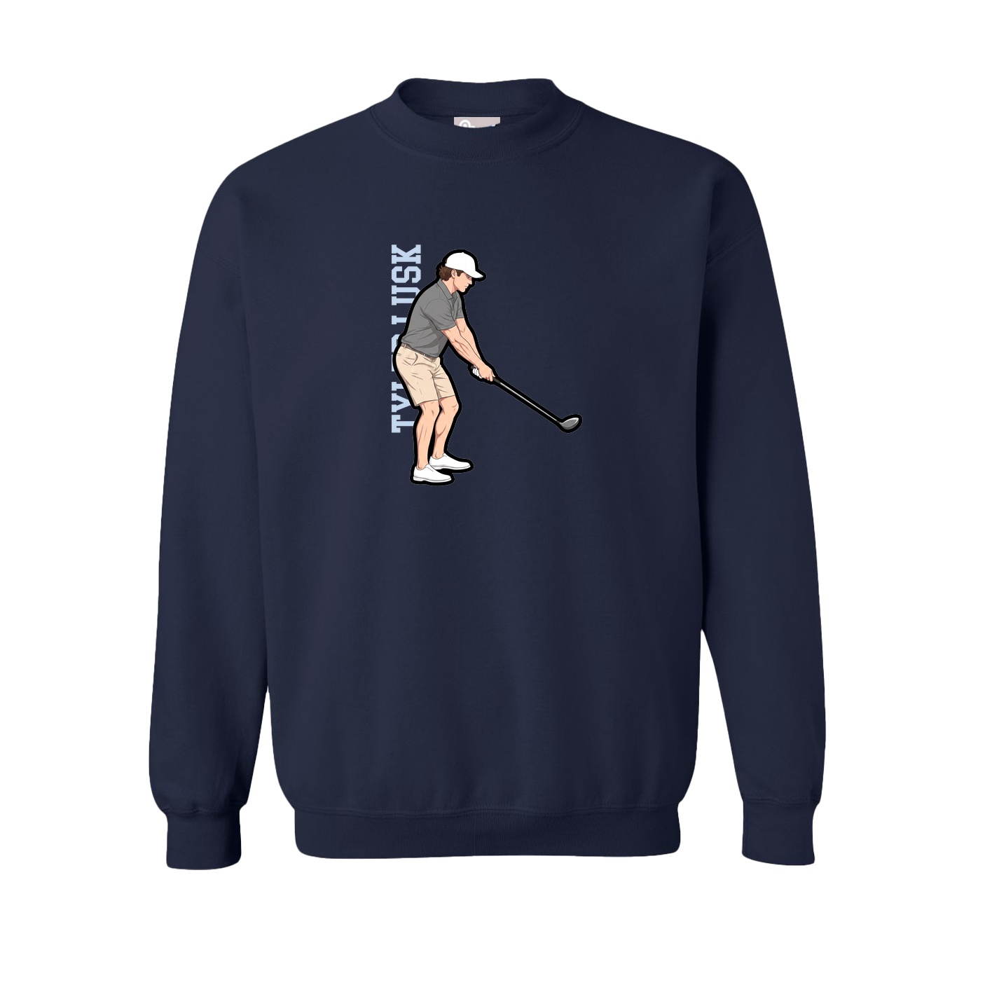 Fleece Crew — Name Vertical in Navy