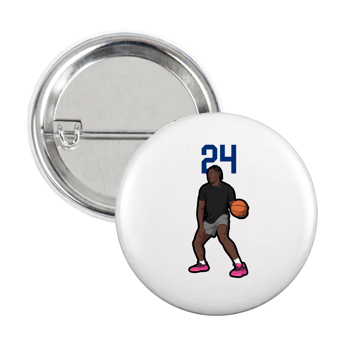 Game Day Button — Number Top in White