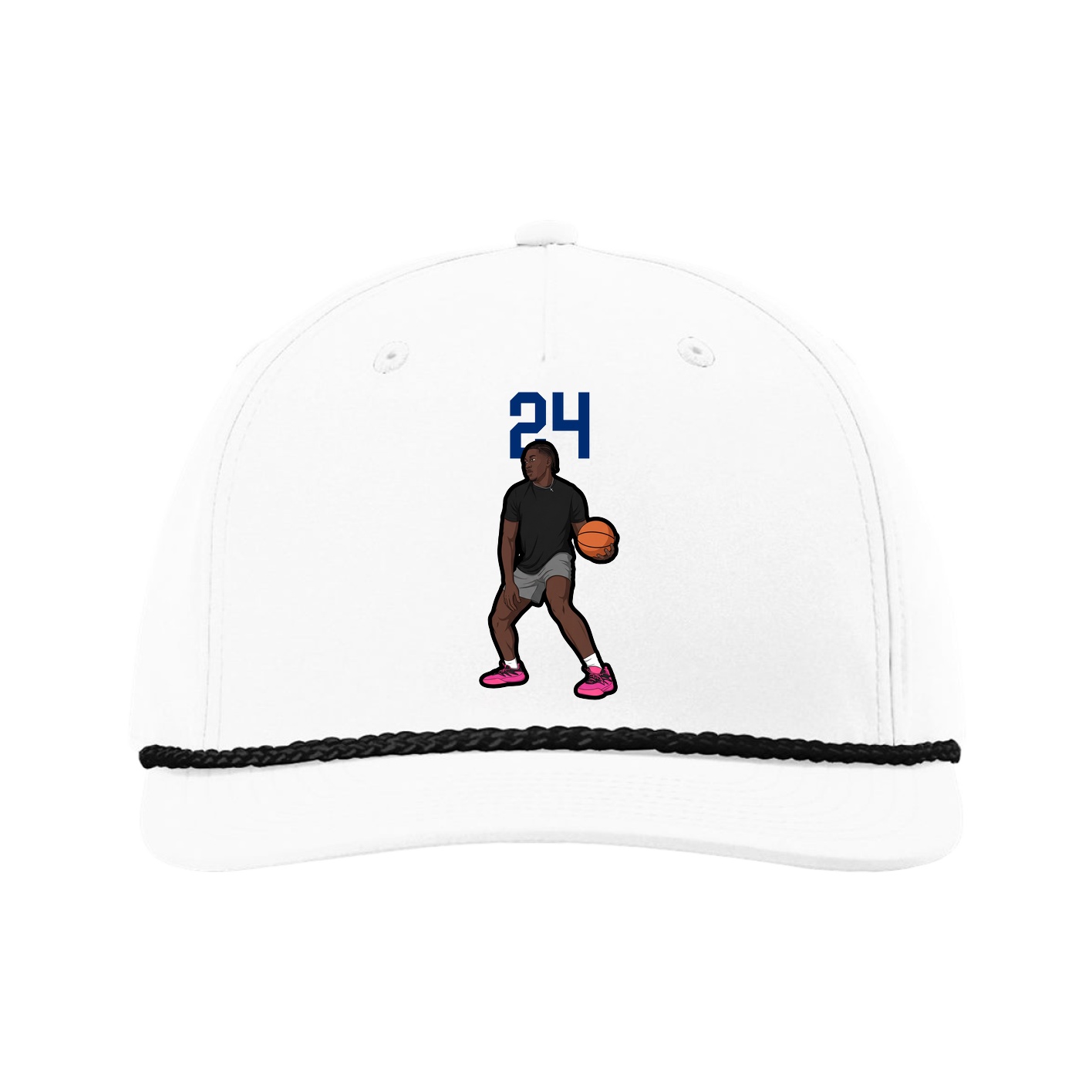 Five-Panel Classic Rope Cap — Number Top in White