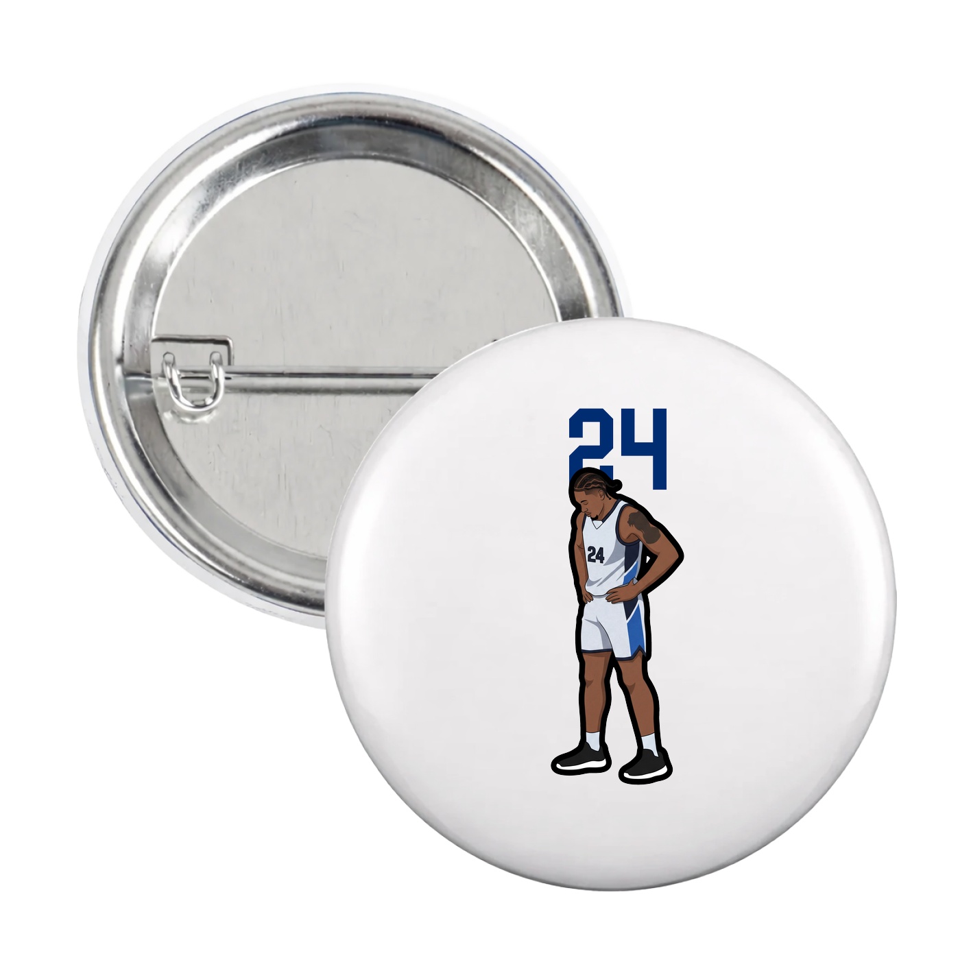 Game Day Button — Number Top in White
