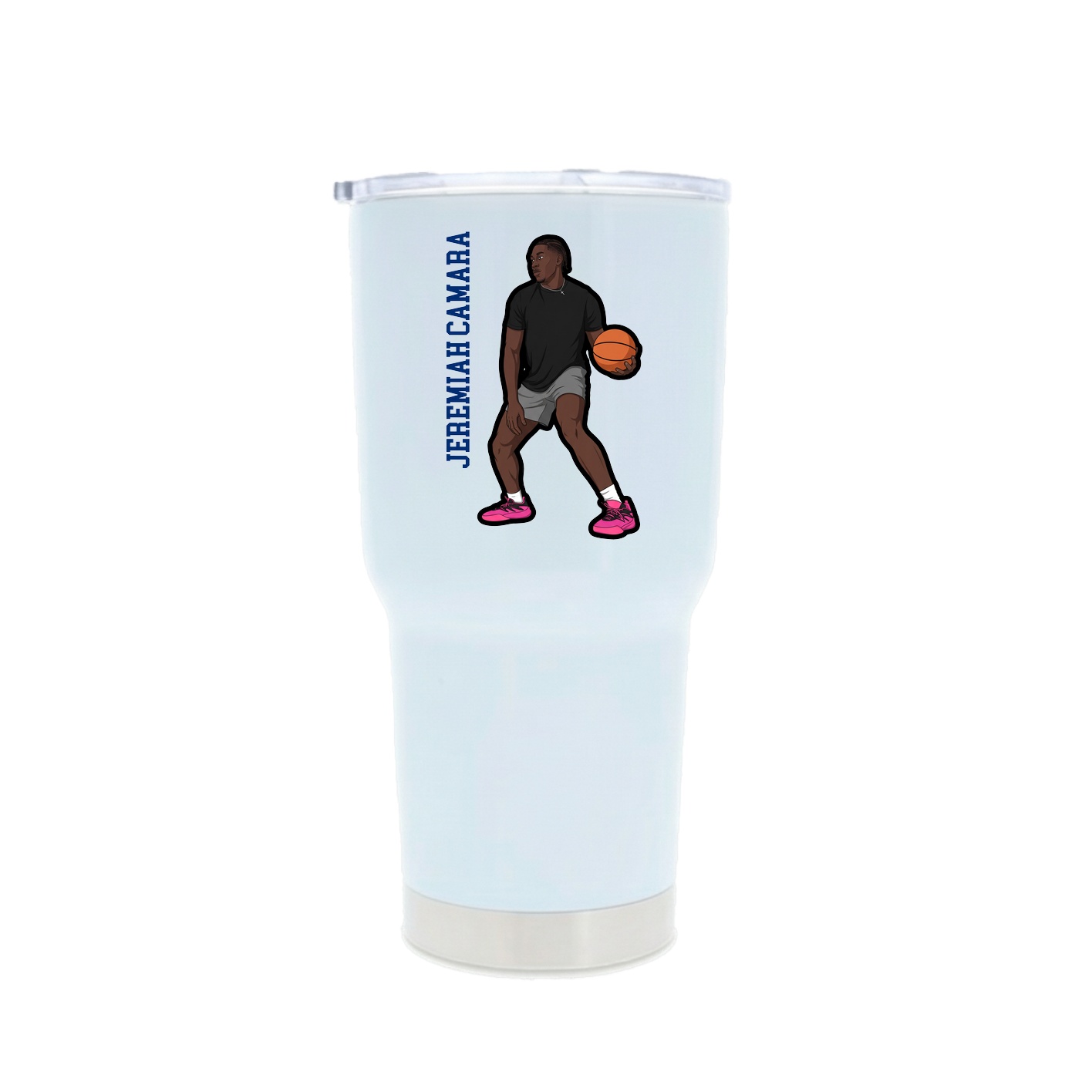 30oz Stainless Steel Tumbler — Name Vertical in White