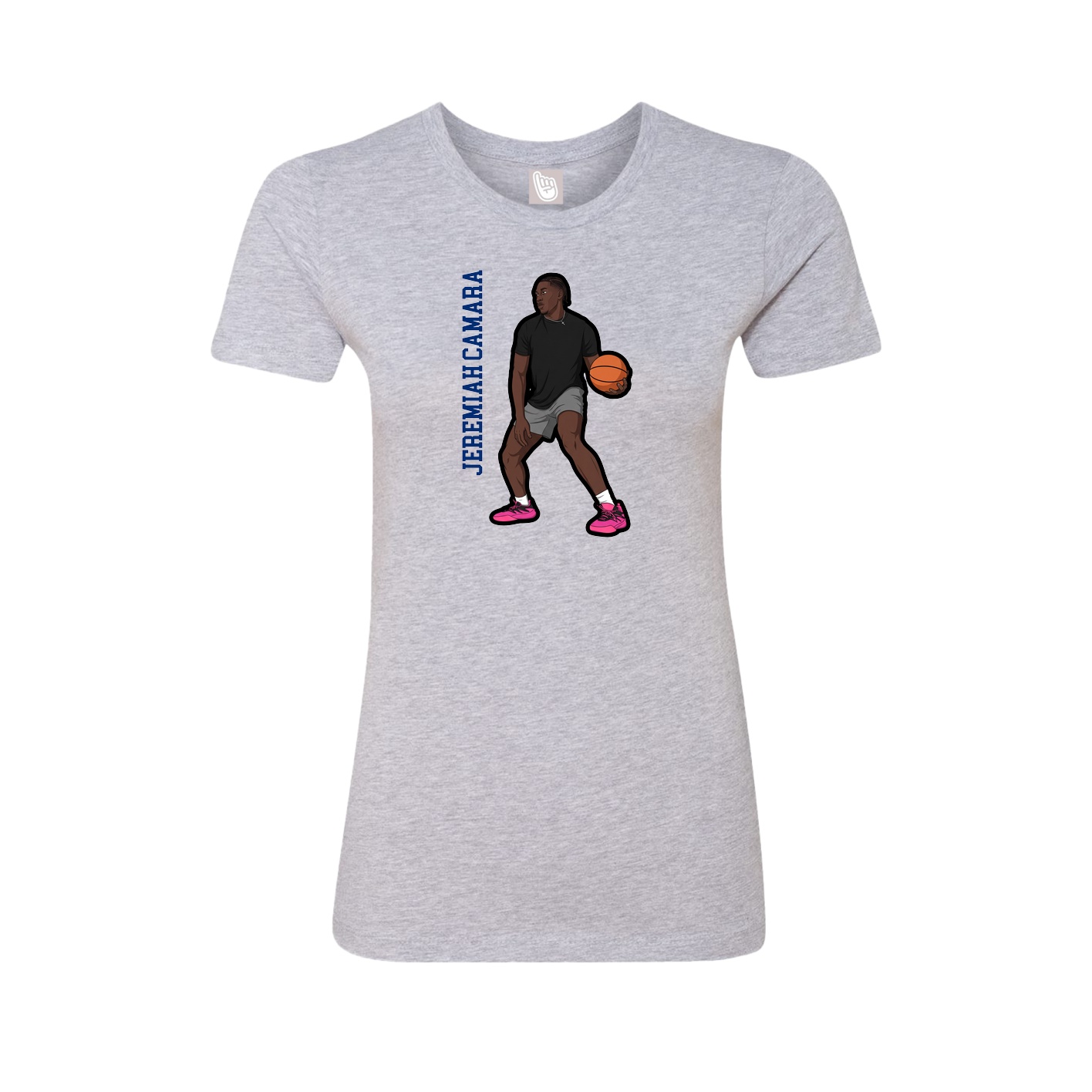 Fitted Women's Tee — Name Vertical in Grey