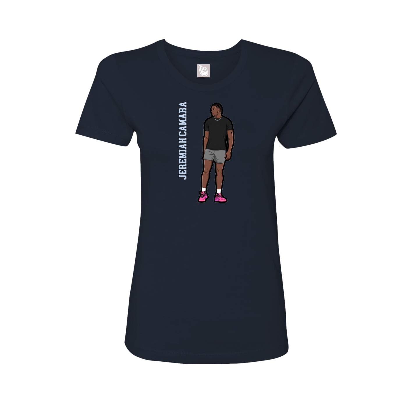 Fitted Women's Tee — Name Vertical in Navy