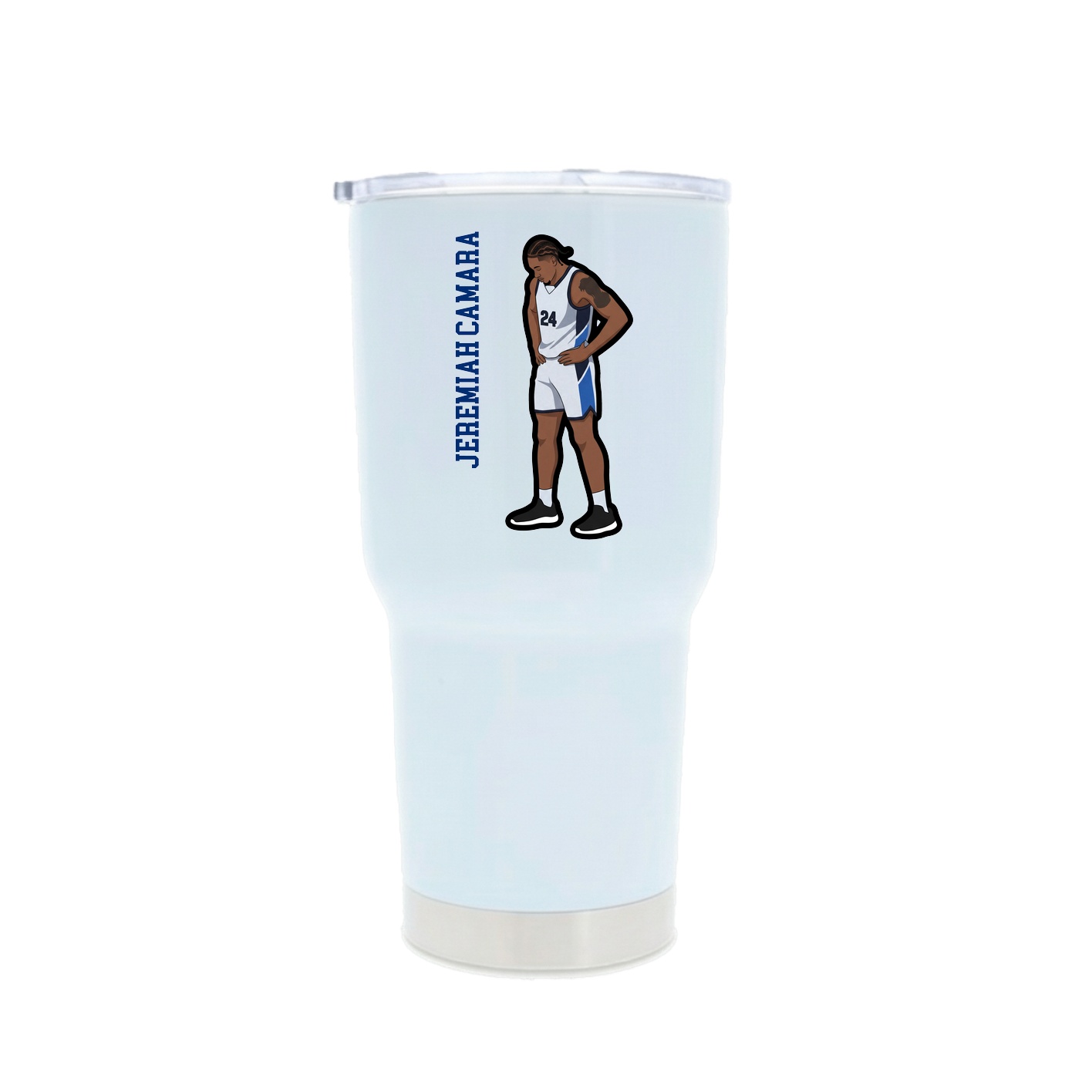 30oz Stainless Steel Tumbler — Name Vertical in White