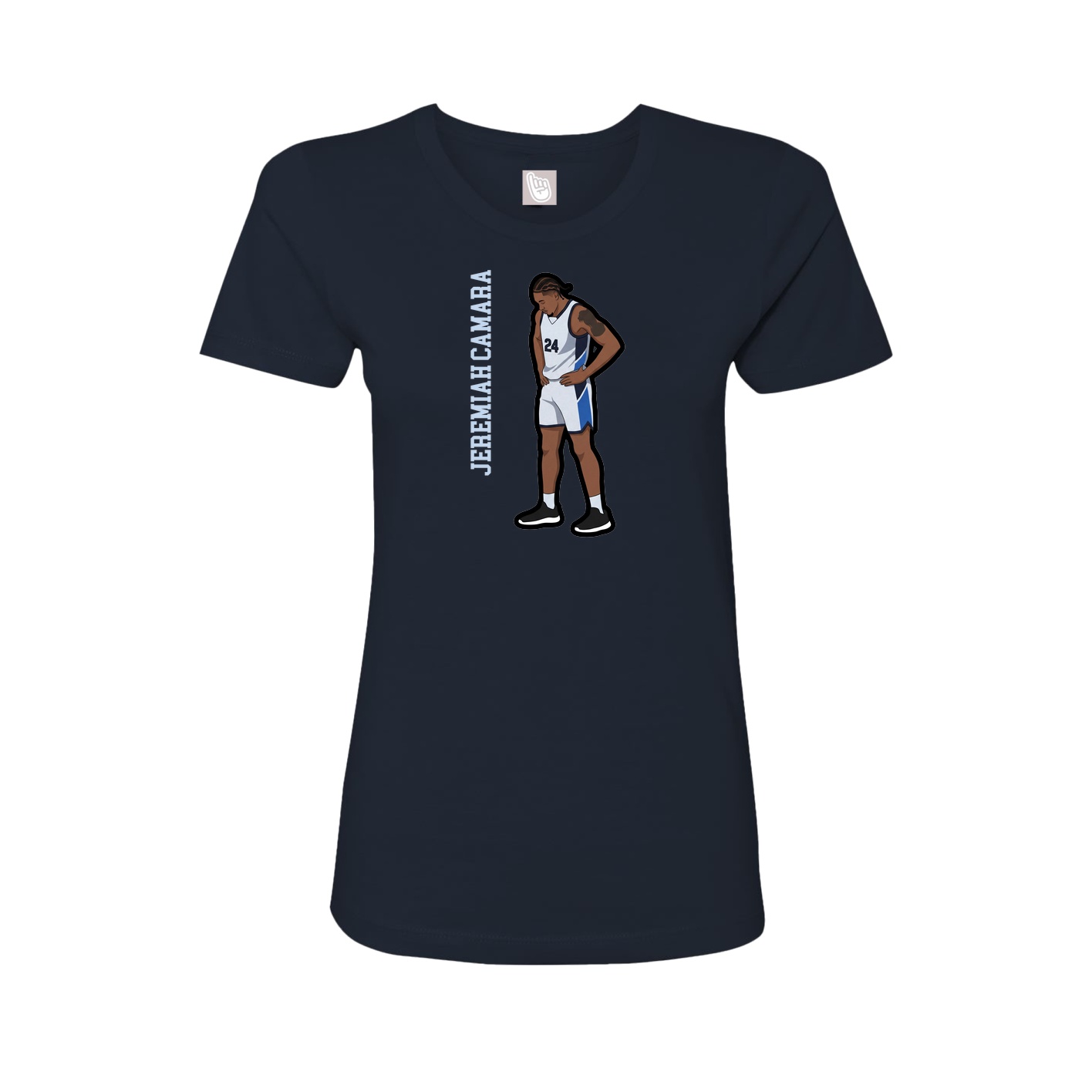 Fitted Women's Tee — Name Vertical in Navy