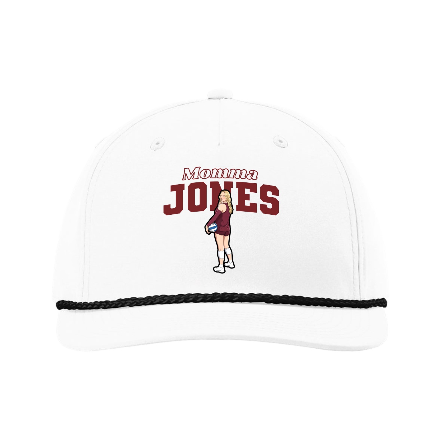 Five-Panel Classic Rope Cap — Mothers Day Block in White