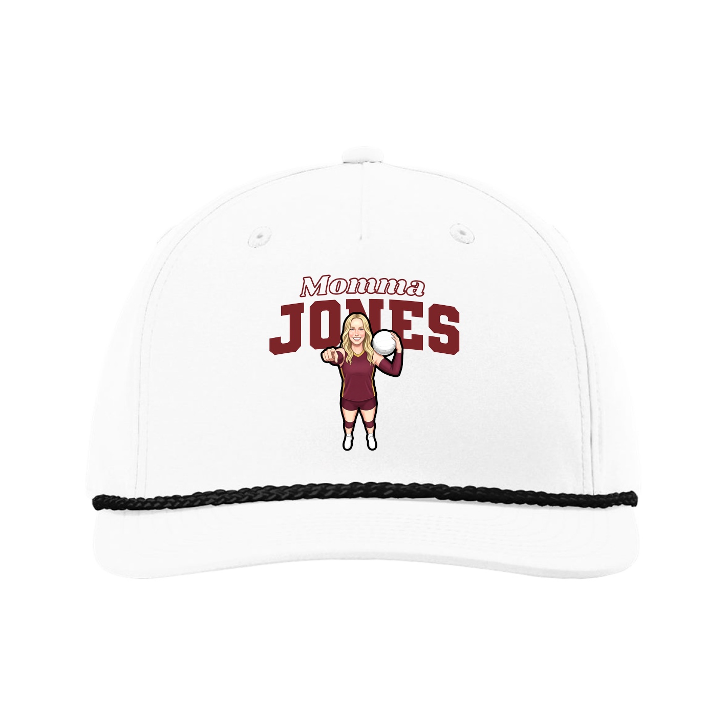 Five-Panel Classic Rope Cap — Mothers Day Block in White