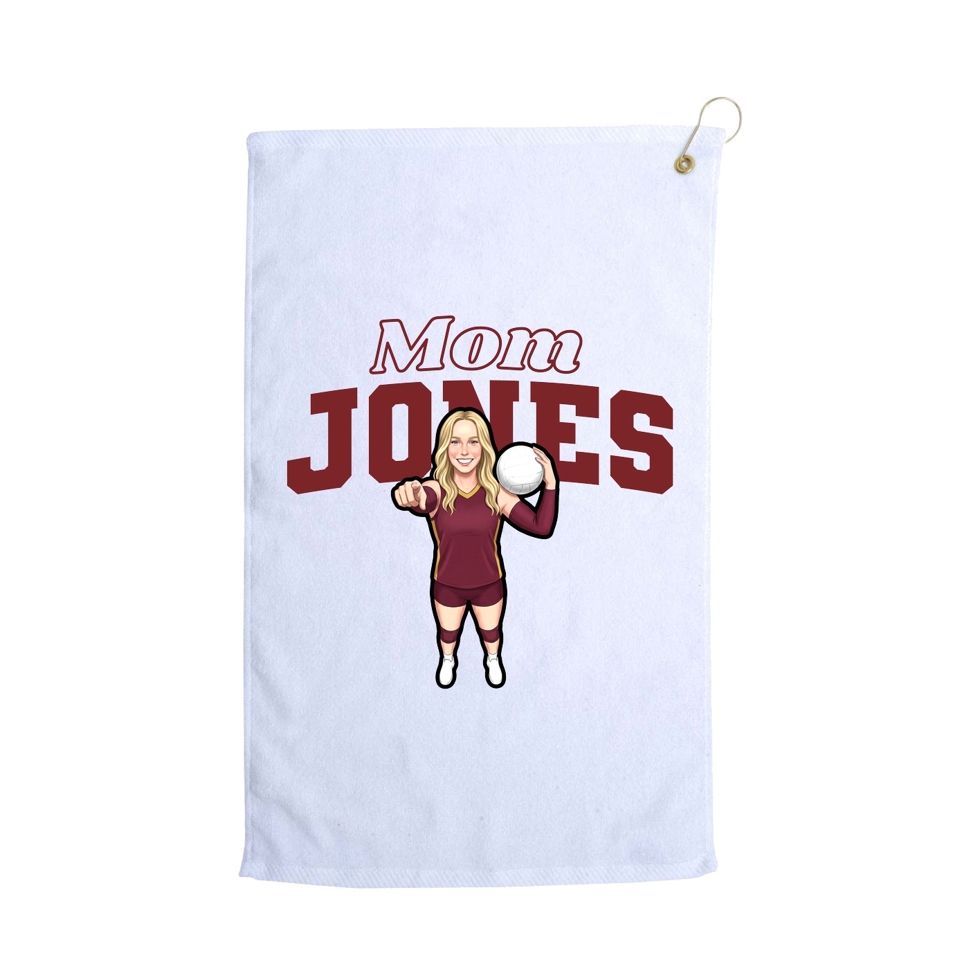 Golf Towel — Mothers Day Block in White