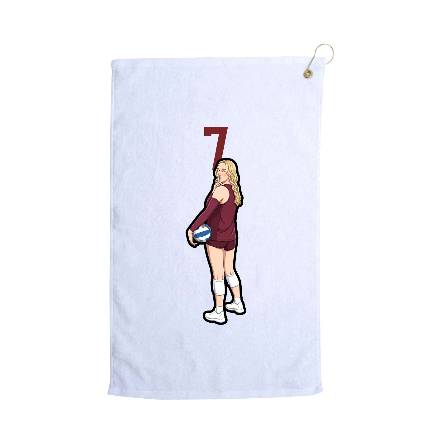 Golf Towel — Number Top in White