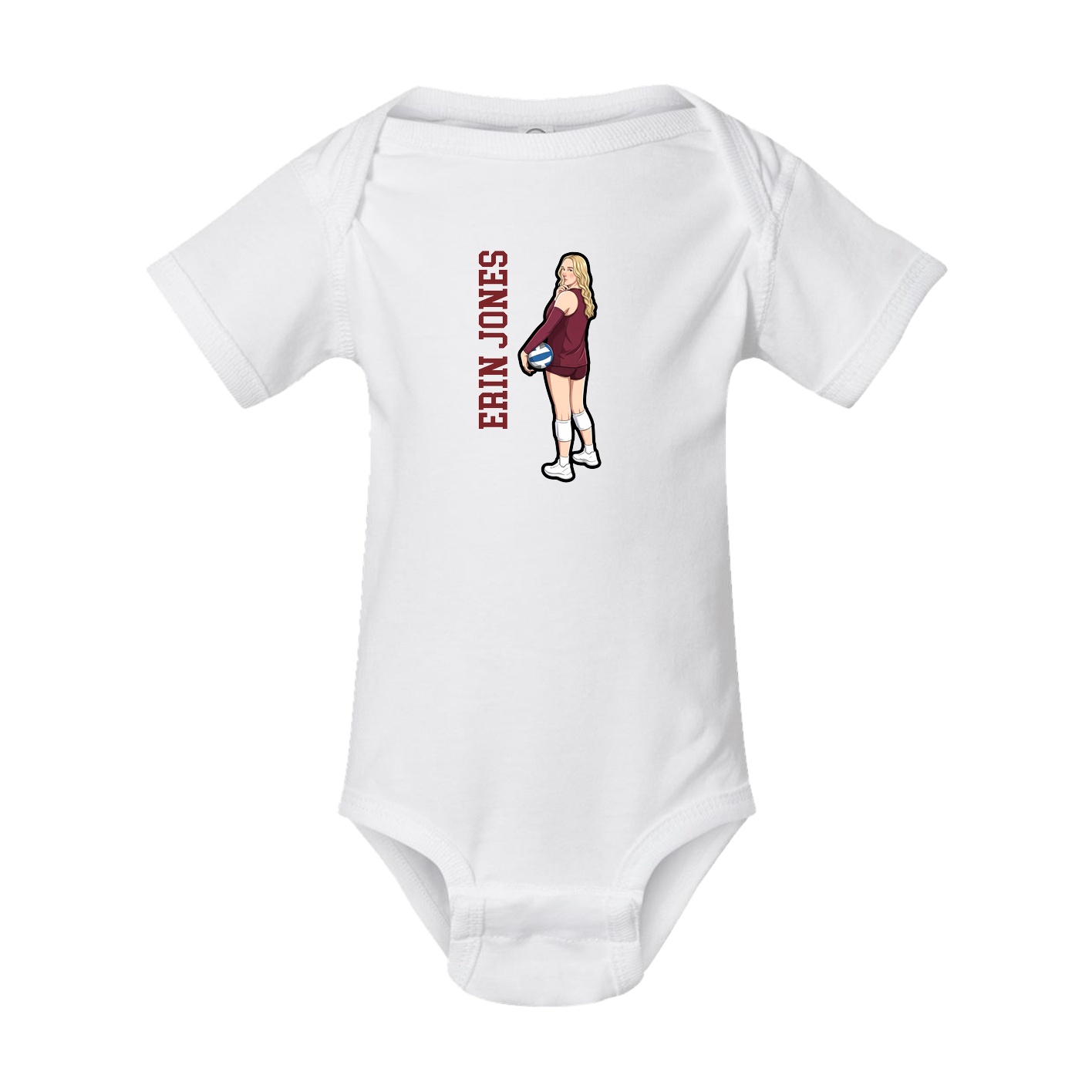 Baby Onesie — Name Vertical in White